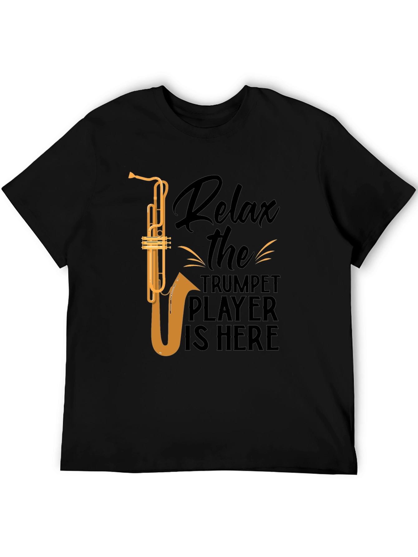 Black Relax Trumpet Player Graphic T-Shirt - Black view 5