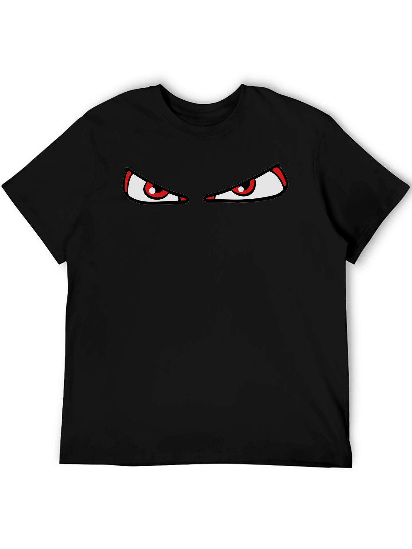 Black Men's Black T-Shirt with Red Eyes Graphic view 5