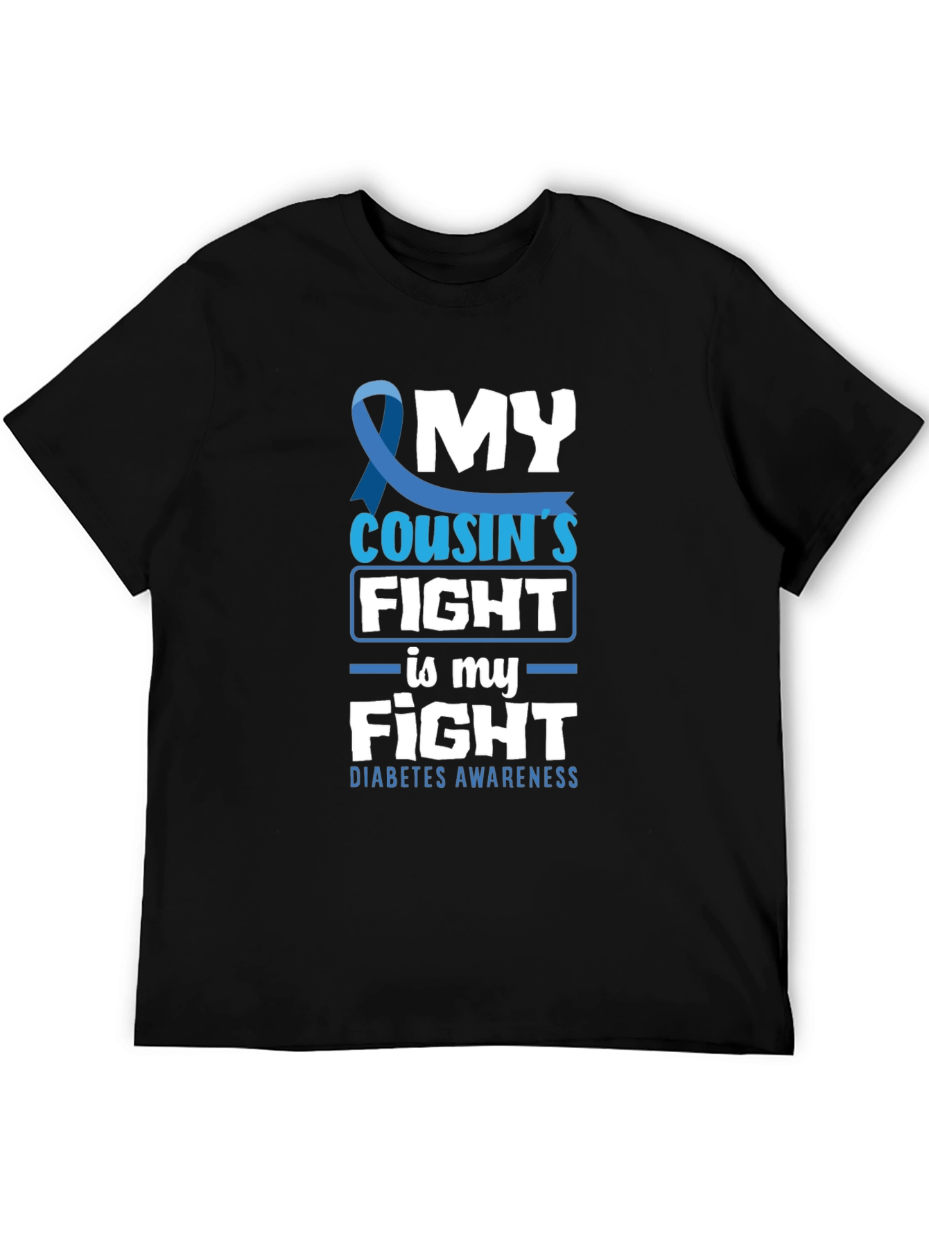 Black Diabetes Awareness T-Shirt - My Cousin's Fight view 5