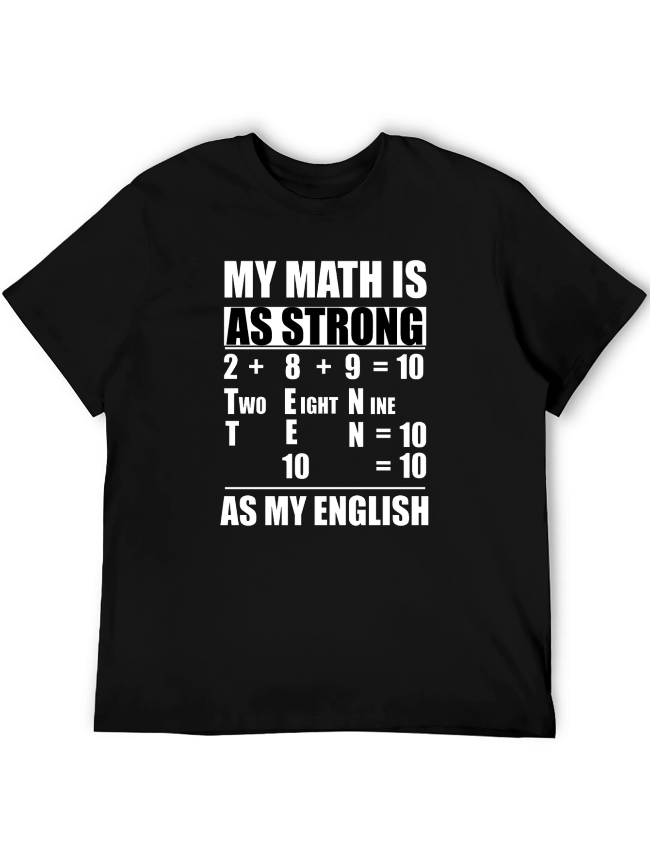 Black Funny Math & English Humor Graphic T-Shirt view 5