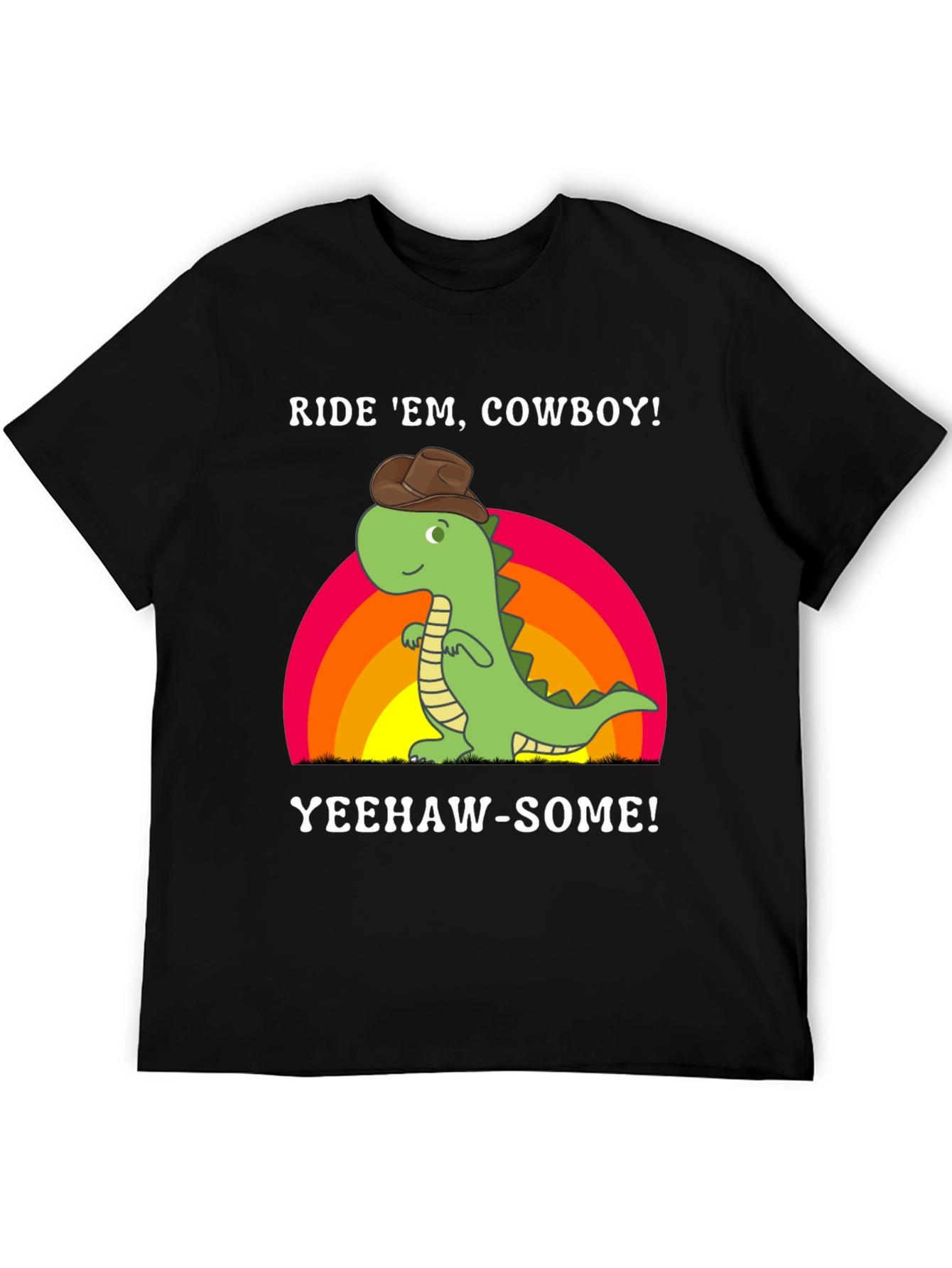Black Ride 'Em Cowboy Dinosaur T-Shirt view 5