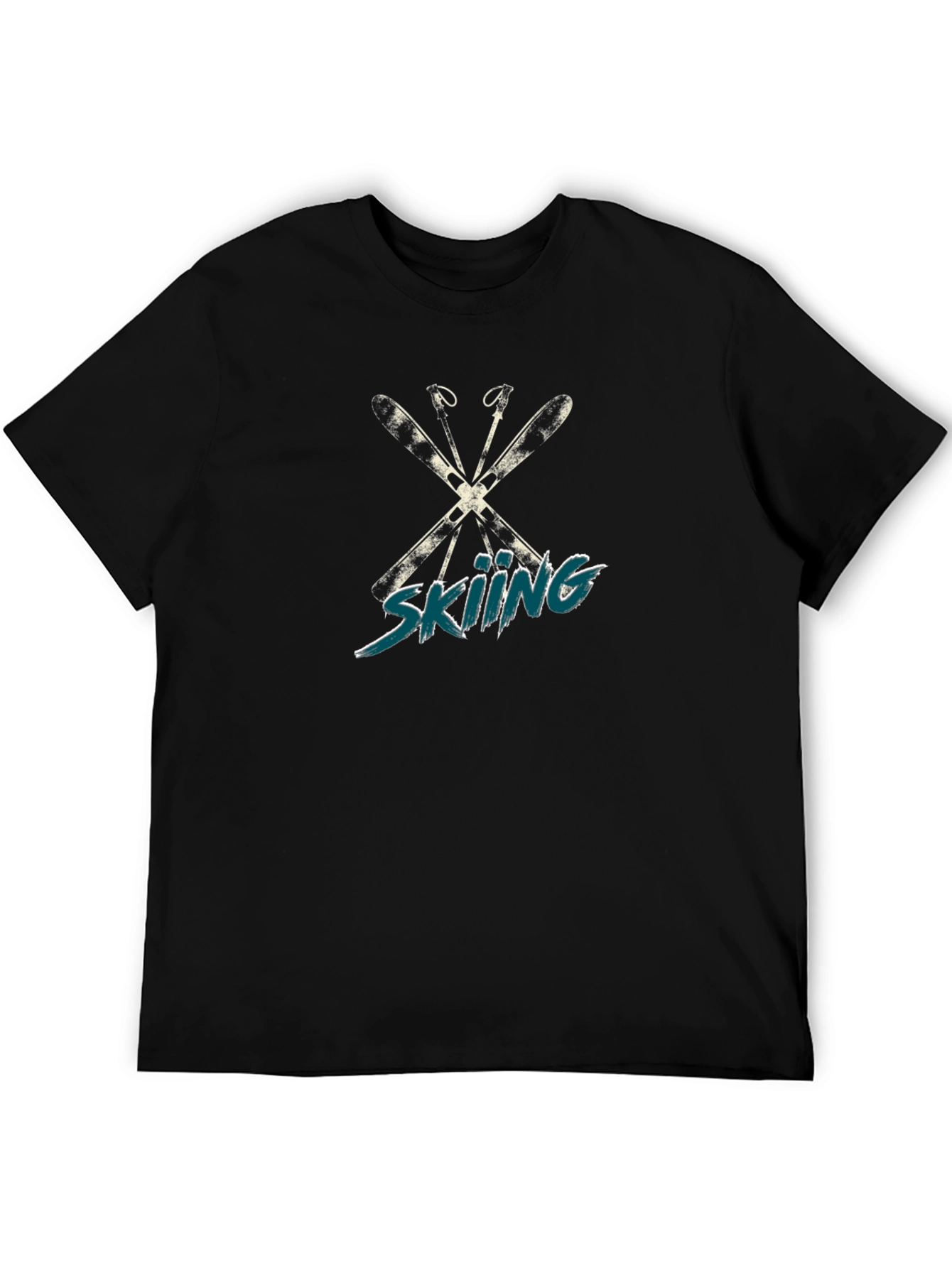 Black Skiing Graphic T-Shirt - Winter Sport Tee view 5