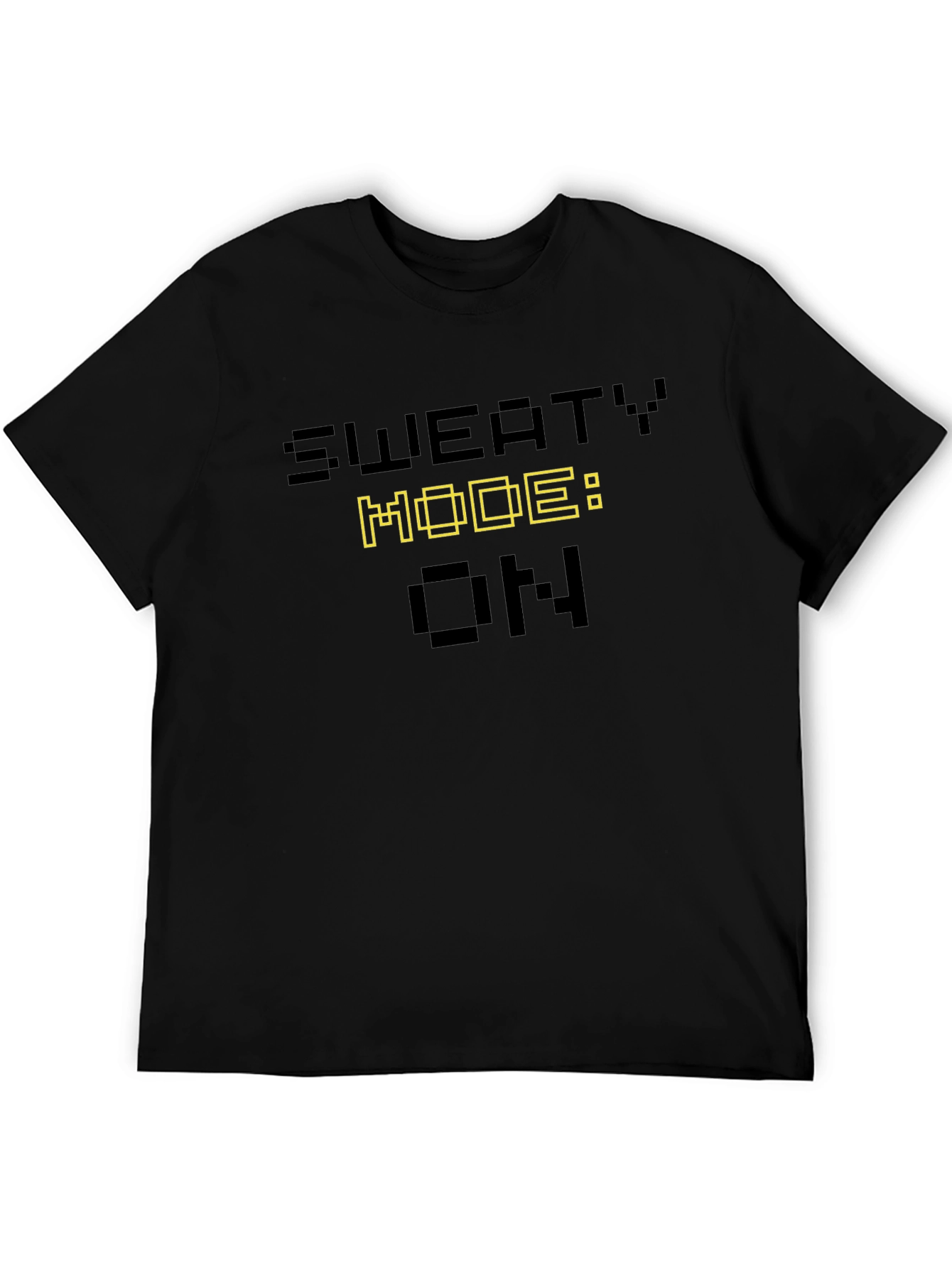 Black Sweaty Mode ON Black Graphic T-Shirt view 5