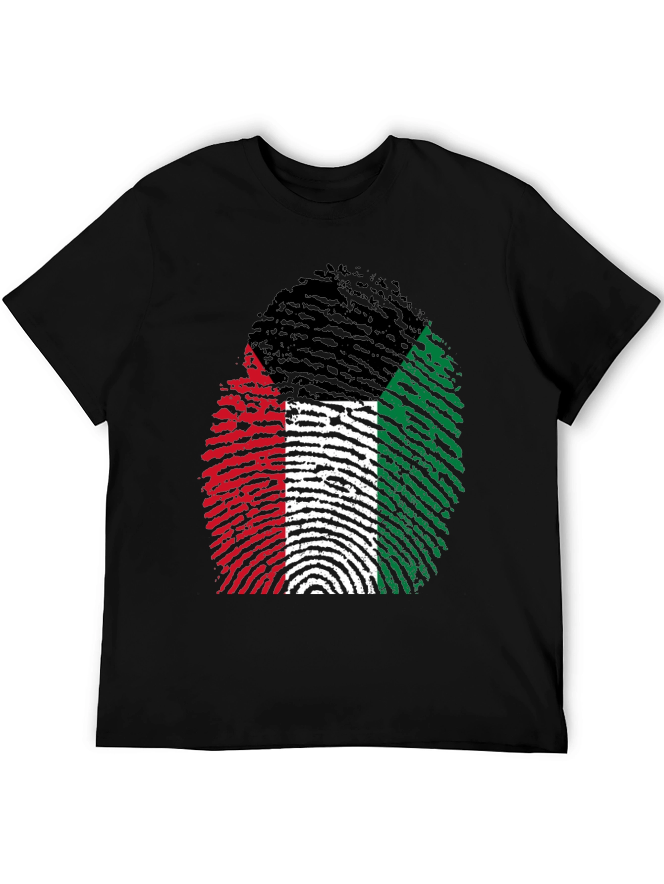 Black Unique Fingerprint Flag Graphic Tee view 5
