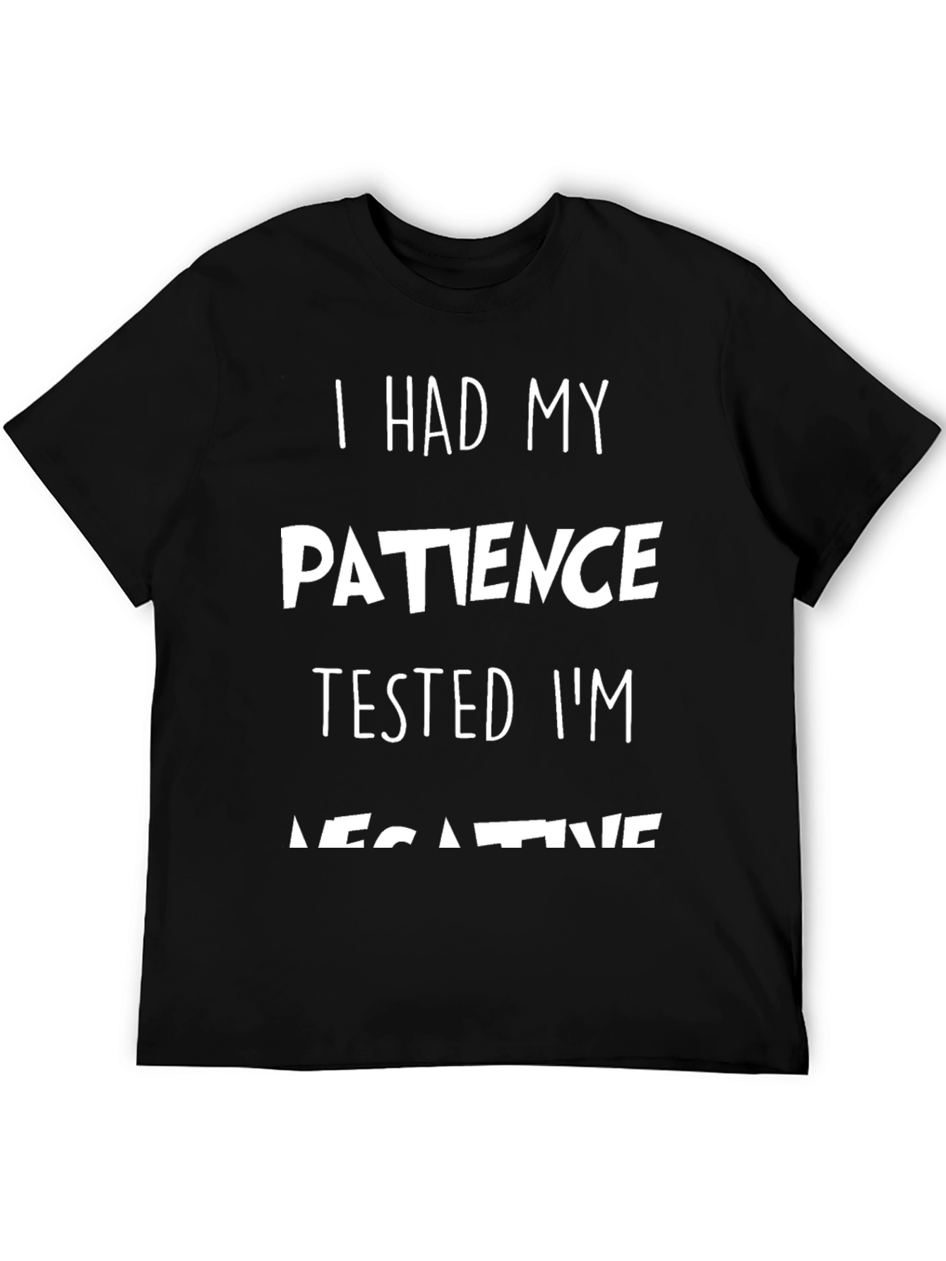 Black Humorous 'Patience Tested' Graphic Tee - Black Cotton view 5