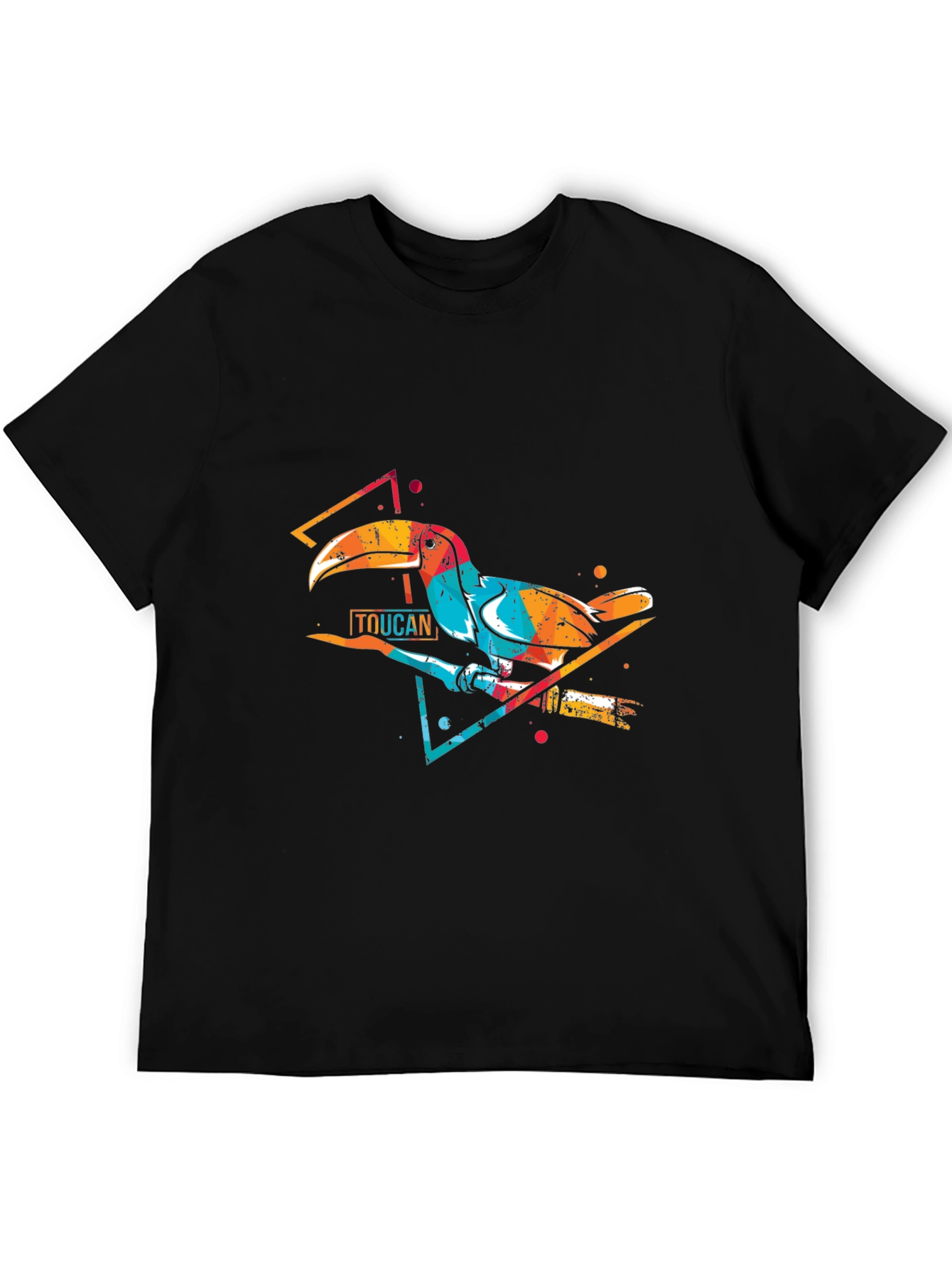 Black Vibrant Toucan Graphic Print Crew Neck T-Shirt view 5