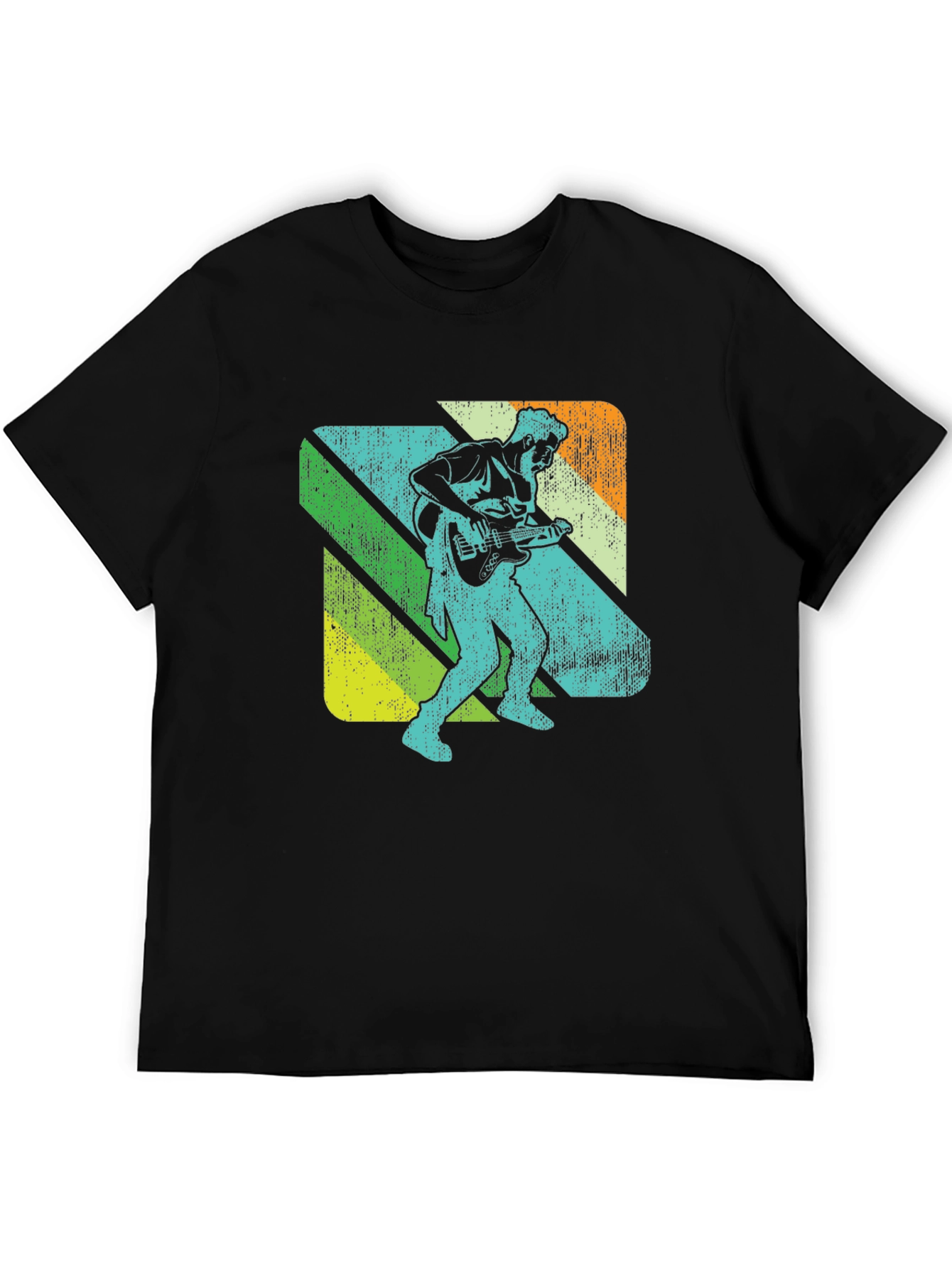 Black Retro Guitarist Graphic Tee - Black view 5