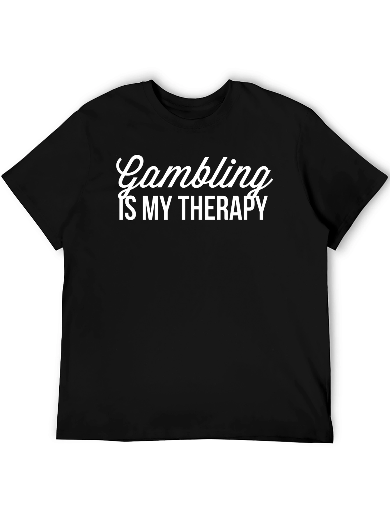 Black Gambling Is My Therapy T-Shirt - Black Casual Tee view 5