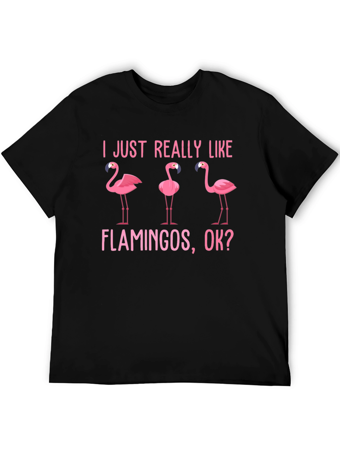 Black Flamingo Lover T-Shirt - I Just Really Like Flamingos Tee view 5