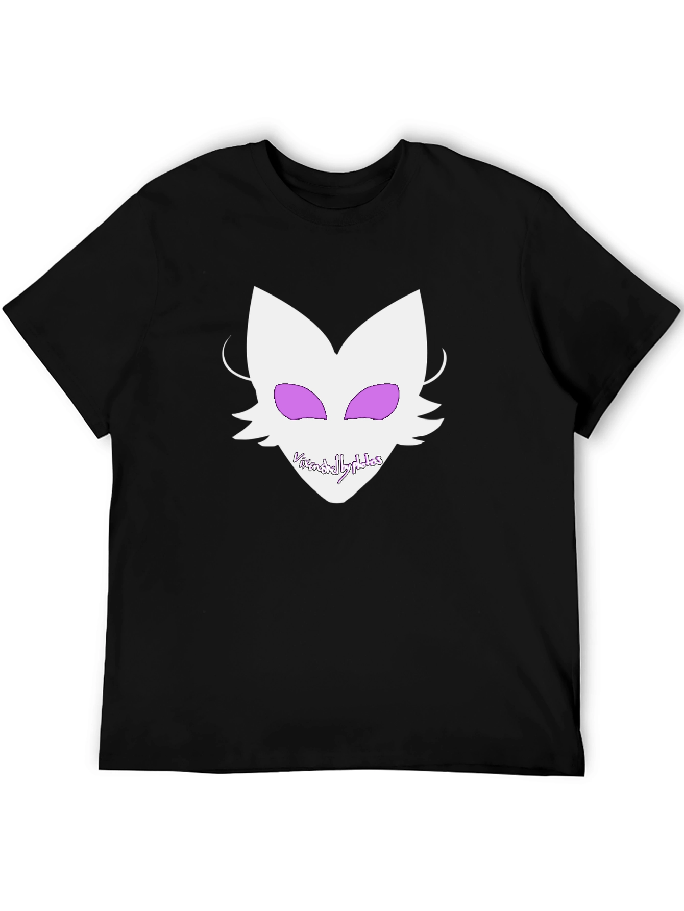 Black Graphic Tee - White Fox Design on Black Shirt view 5