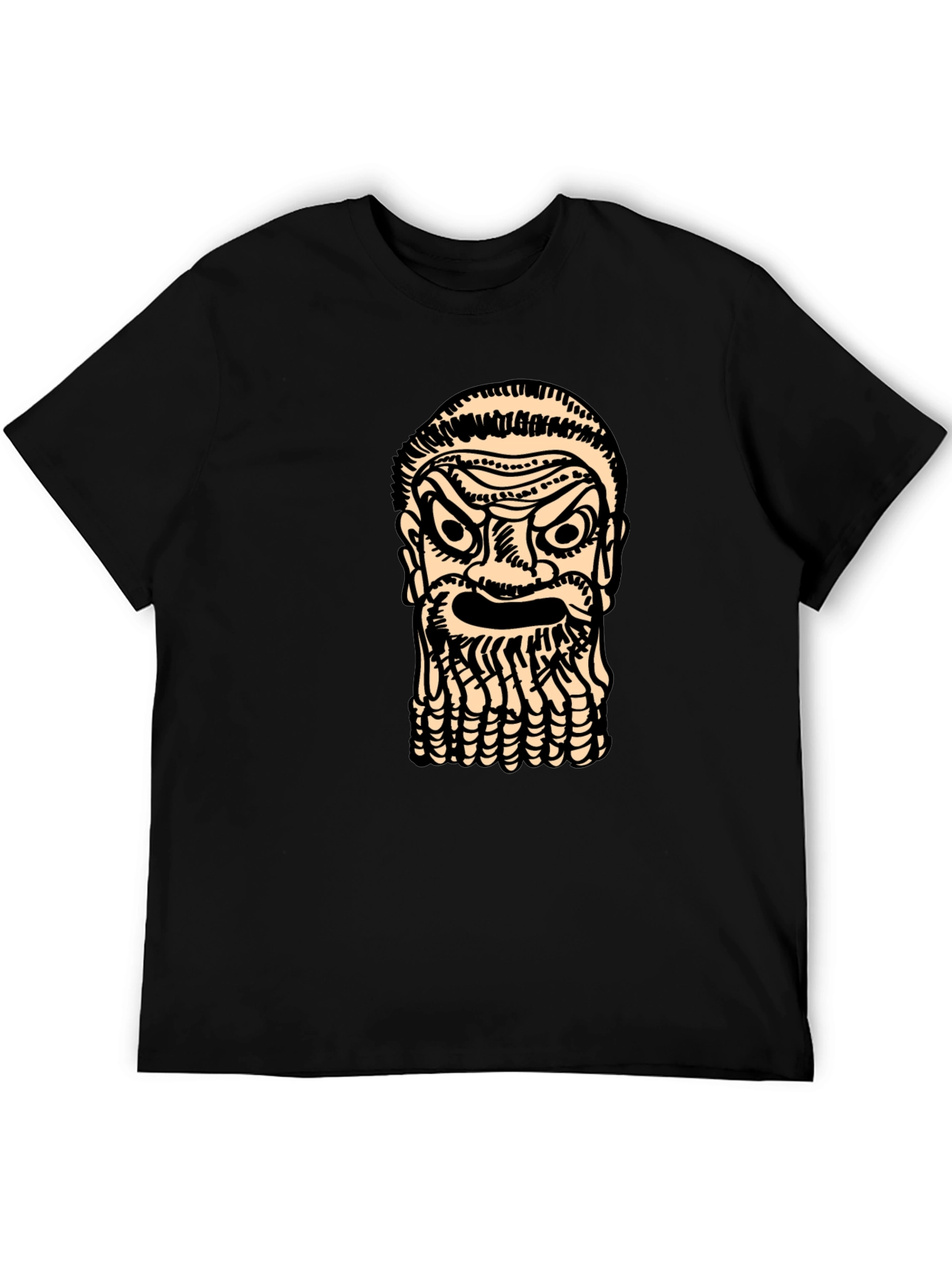 Black Graphic Tee: Ancient Face Black T-Shirt view 5