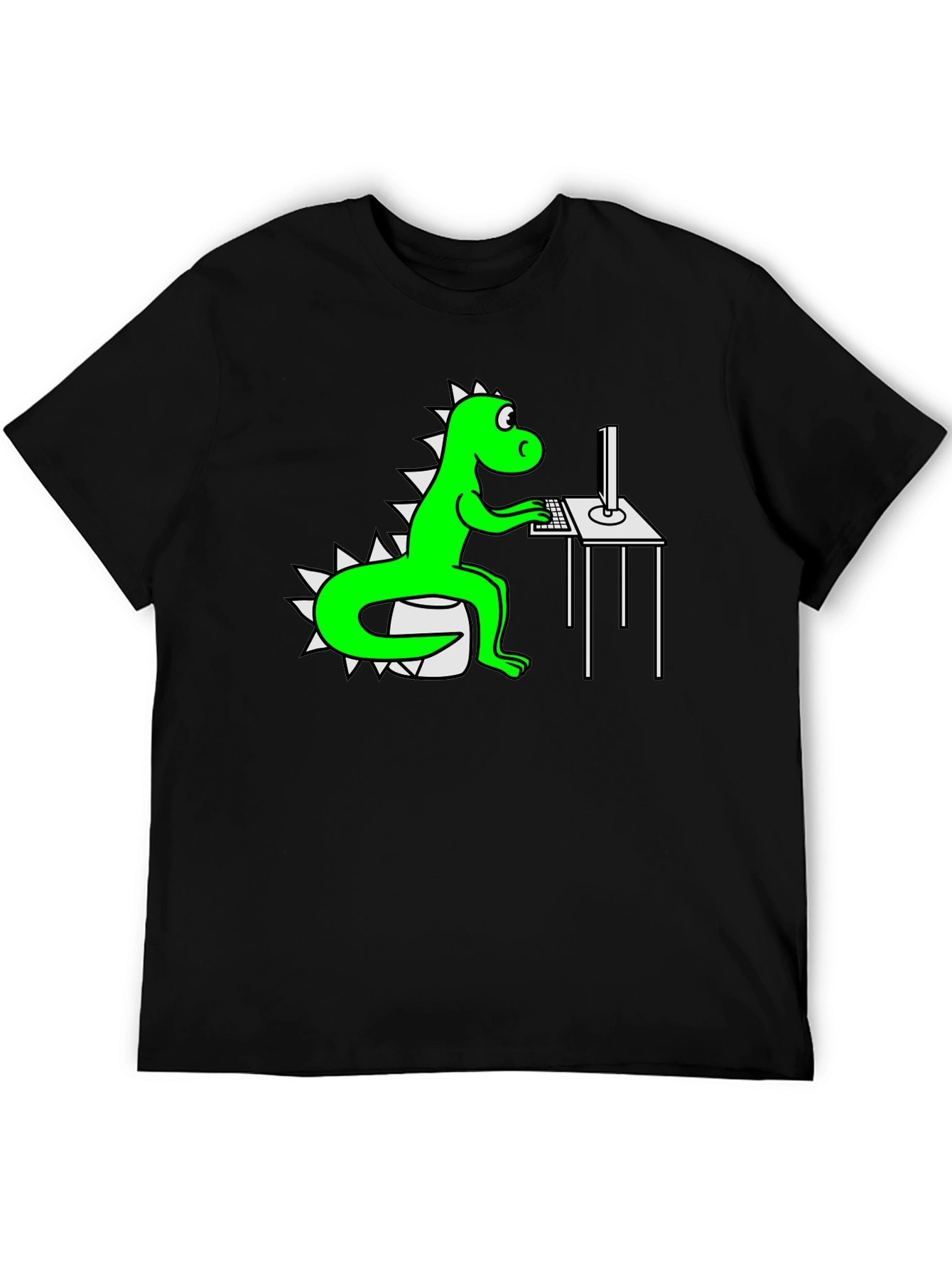 Black Dinosaur Programmer T-Shirt view 5