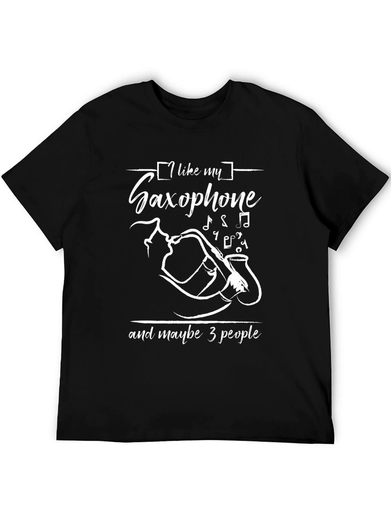 Black Saxophone Lover Graphic Tee - Black Cotton Comfort view 5