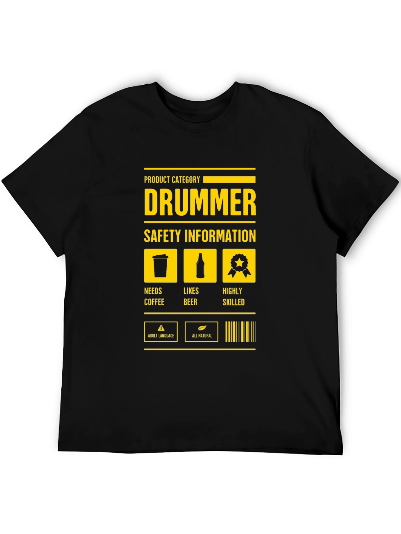 Drummer Safety Information Black T-Shirt - 5
