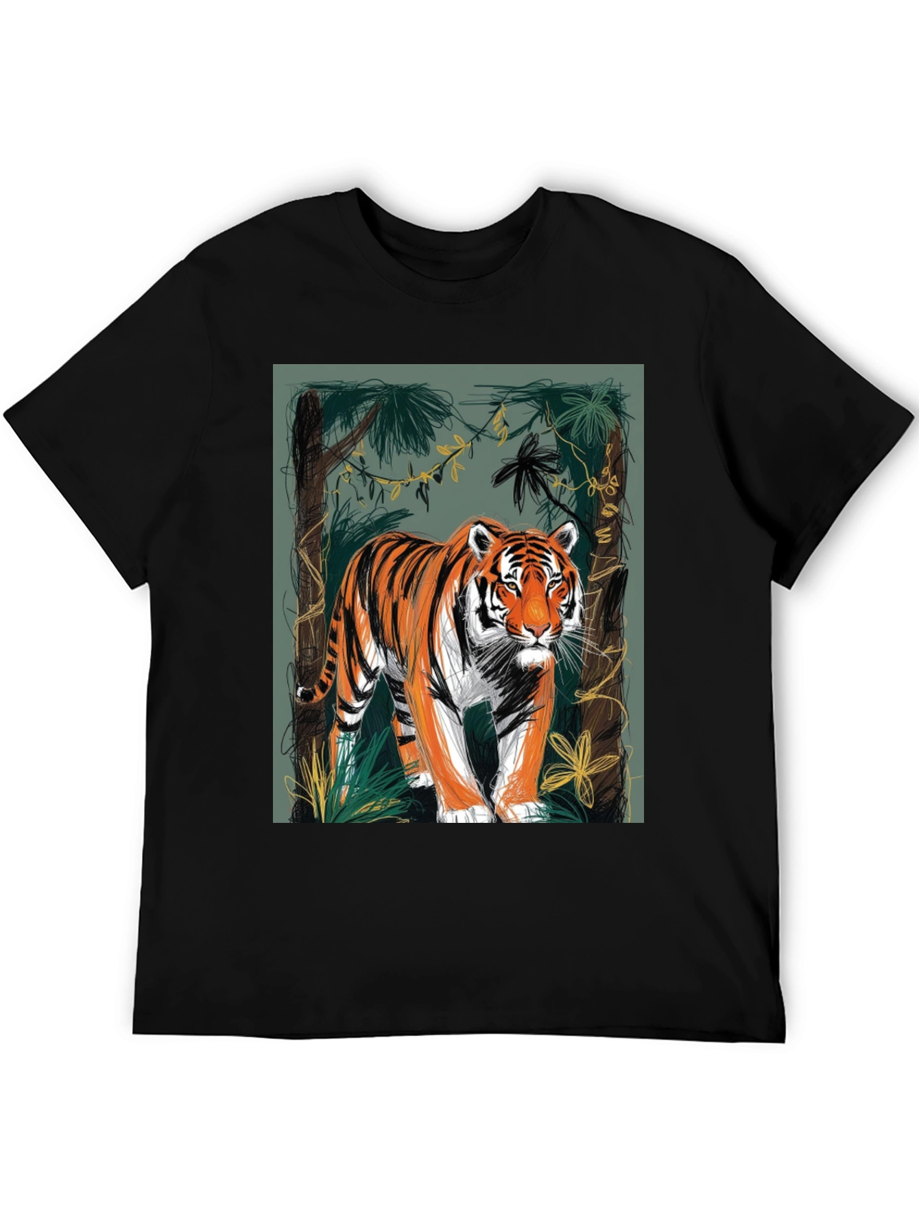 Black Tiger Graphic Tee - Jungle Design view 5