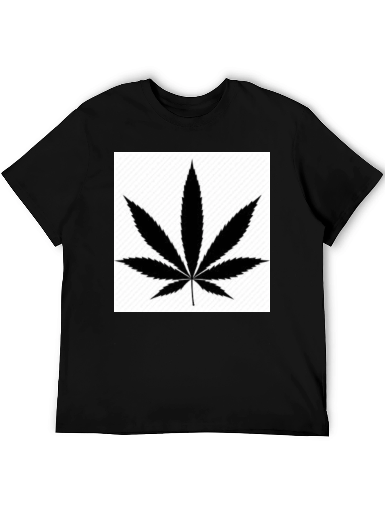 Black Leaf Graphic Tee - Classic Black Cotton T-Shirt view 5