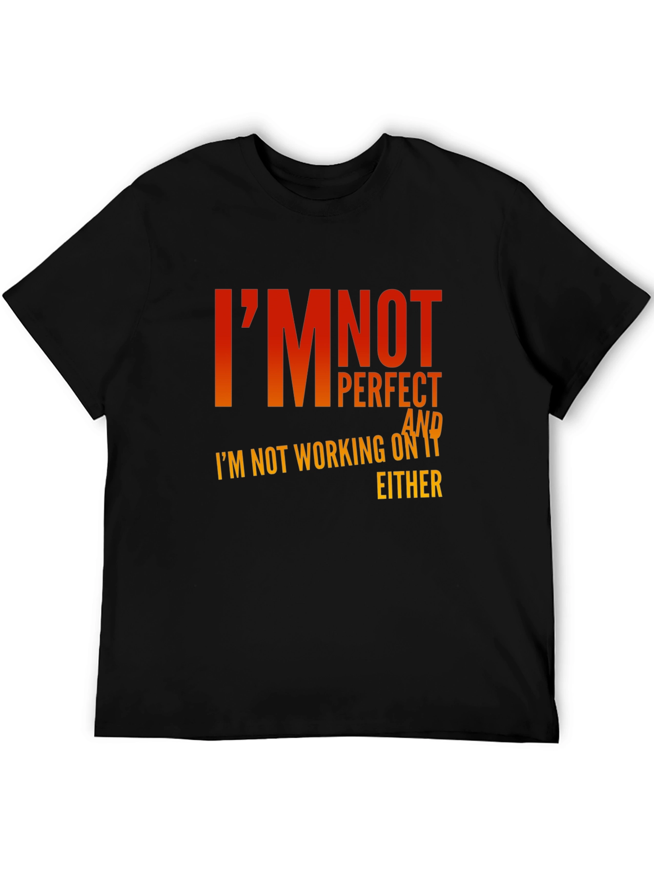Black Funny Slogan Graphic T-Shirt - I'm Not Perfect view 5