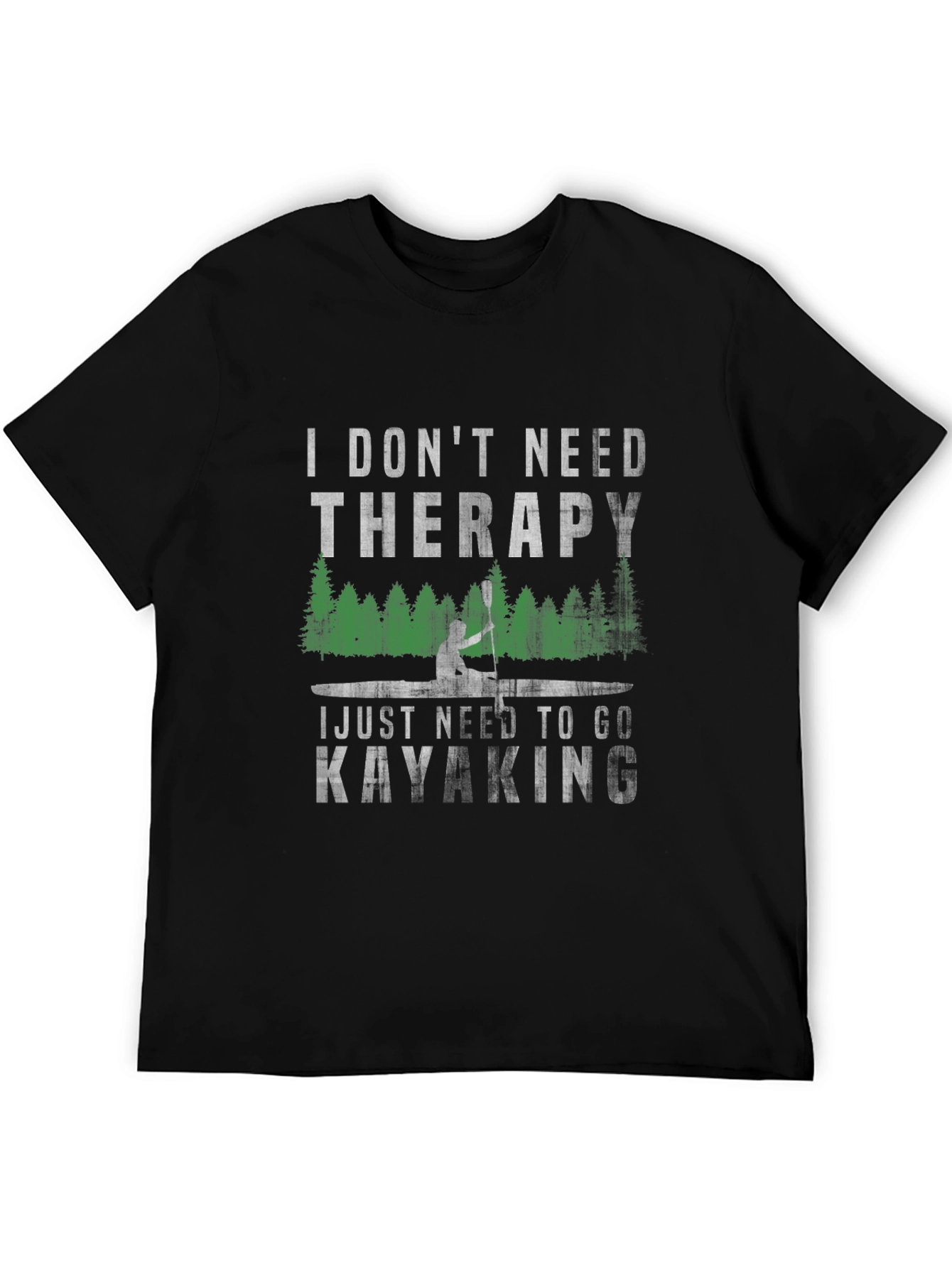 Black I Don't Need Therapy Kayaking T-Shirt view 5