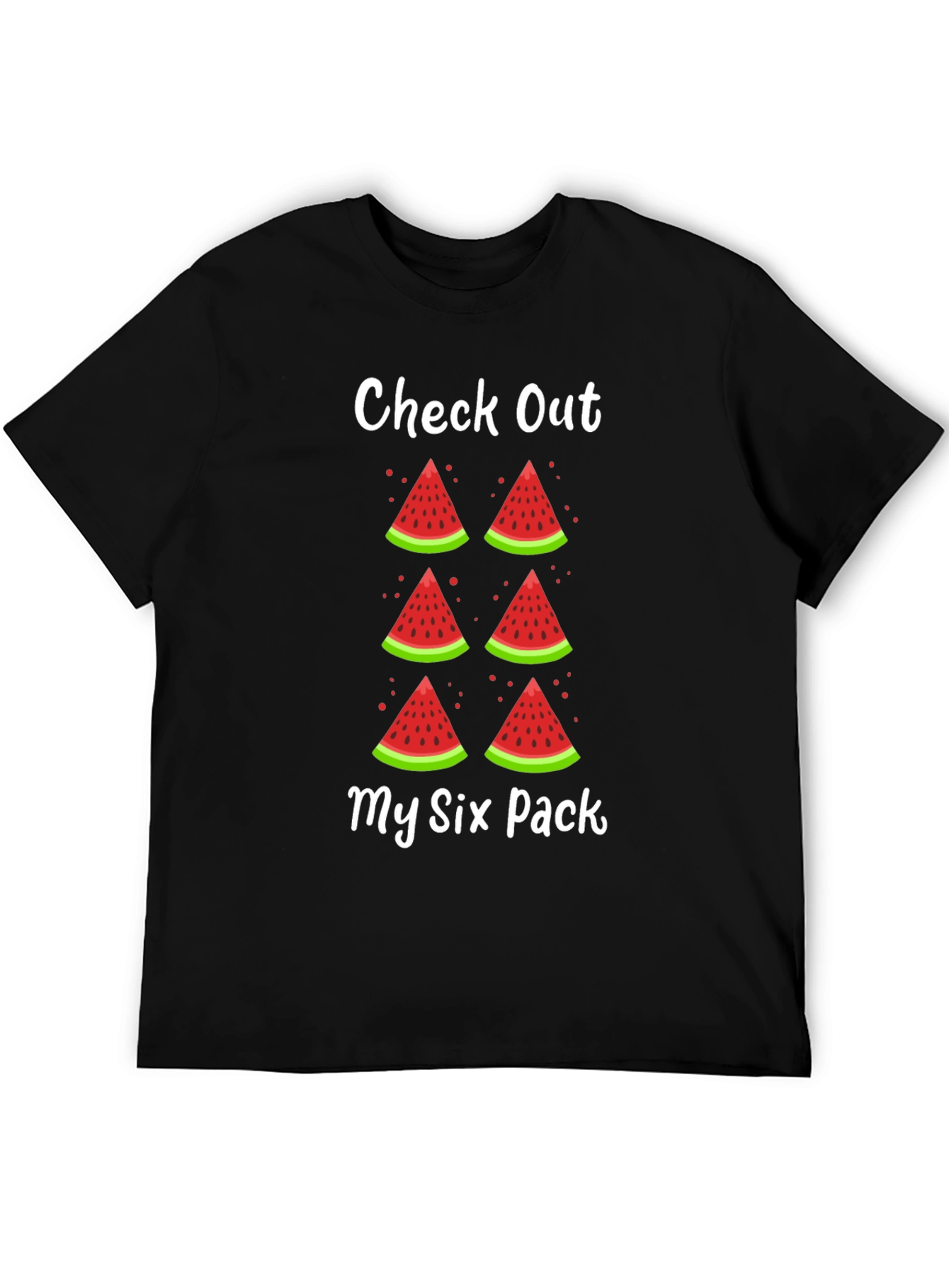 Black Funny Watermelon Six Pack Graphic T-Shirt view 5