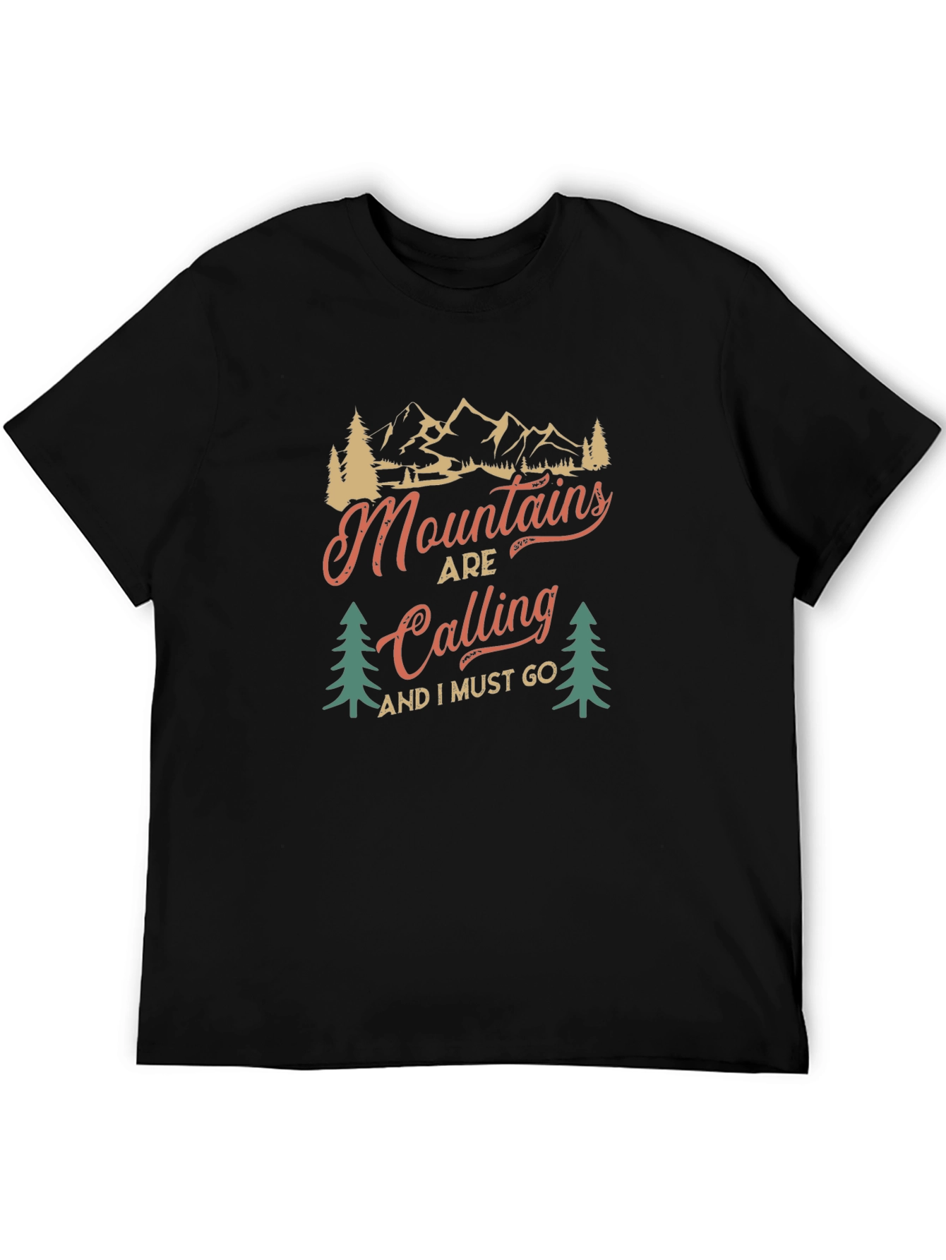 Black Mountains are Calling Black Graphic Tee view 5