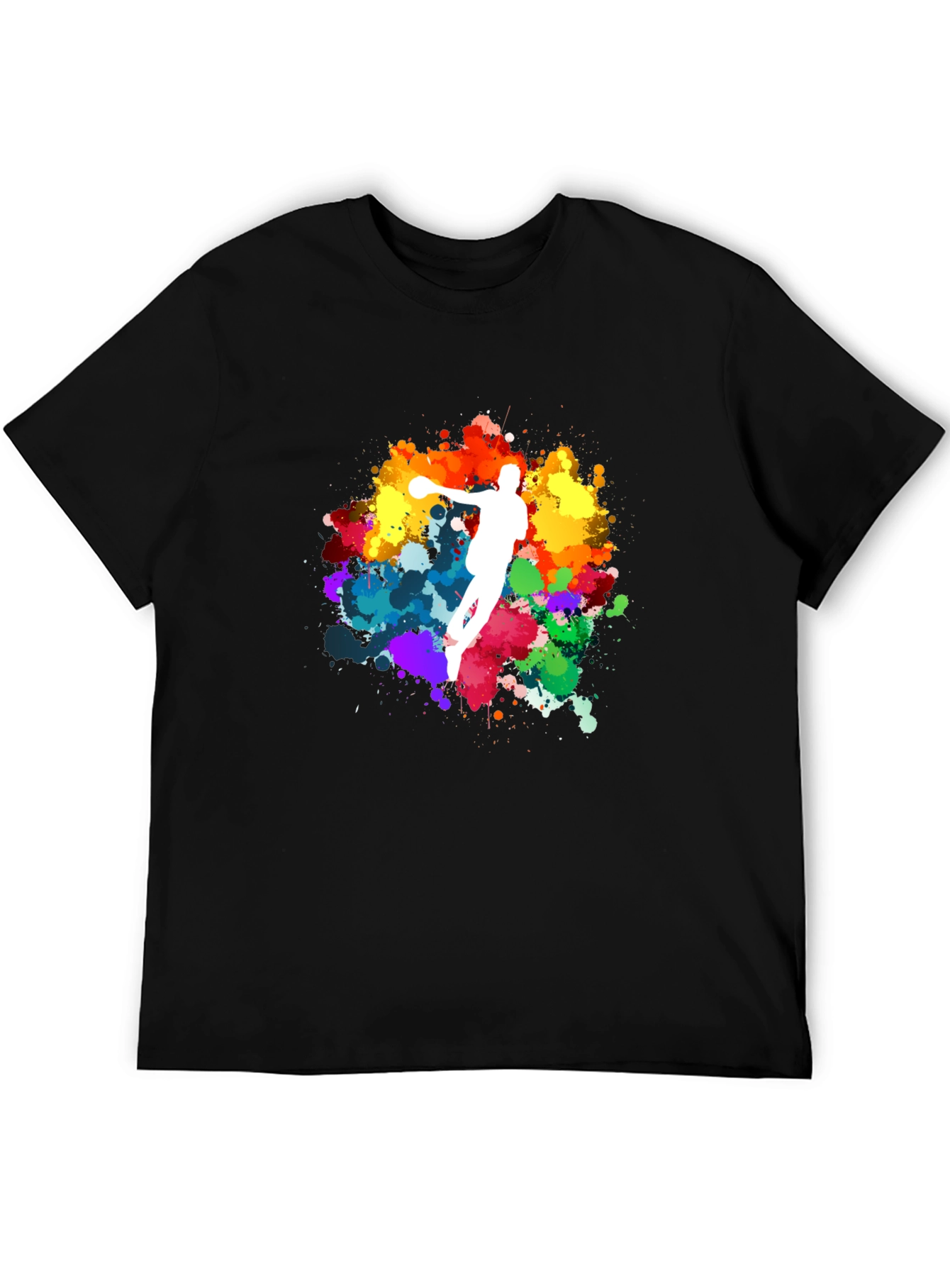 Black Colorful Sports Silhouette Graphic Tee - Black view 5