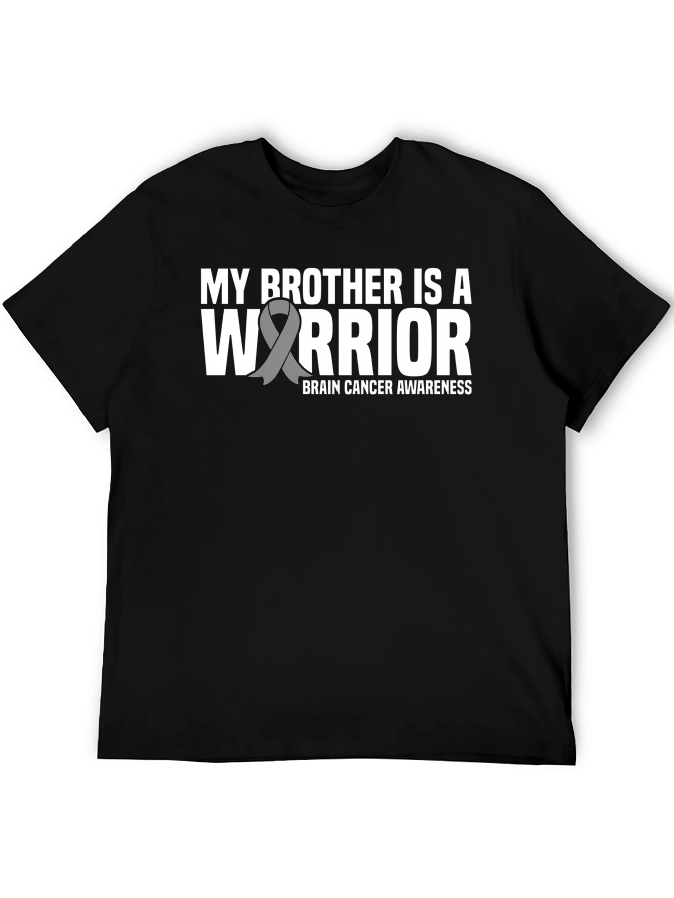 Black My Brother Is A Warrior Brain Cancer Awareness T-Shirt view 5