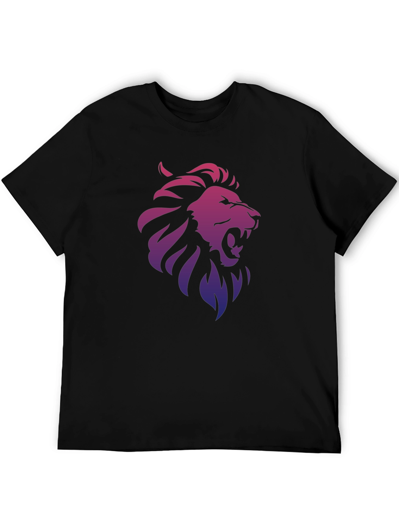 Black Lion Gradient Graphic Print Black T-Shirt view 5