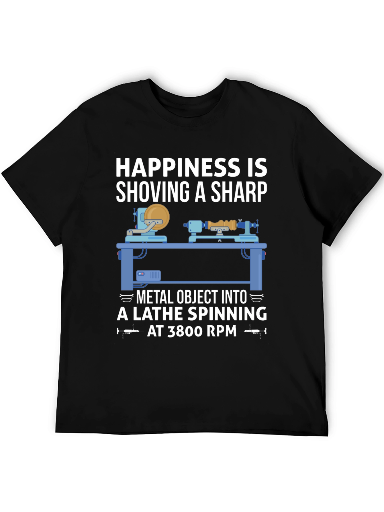 Black Lathe Spinning T-Shirt - Happiness is... view 5