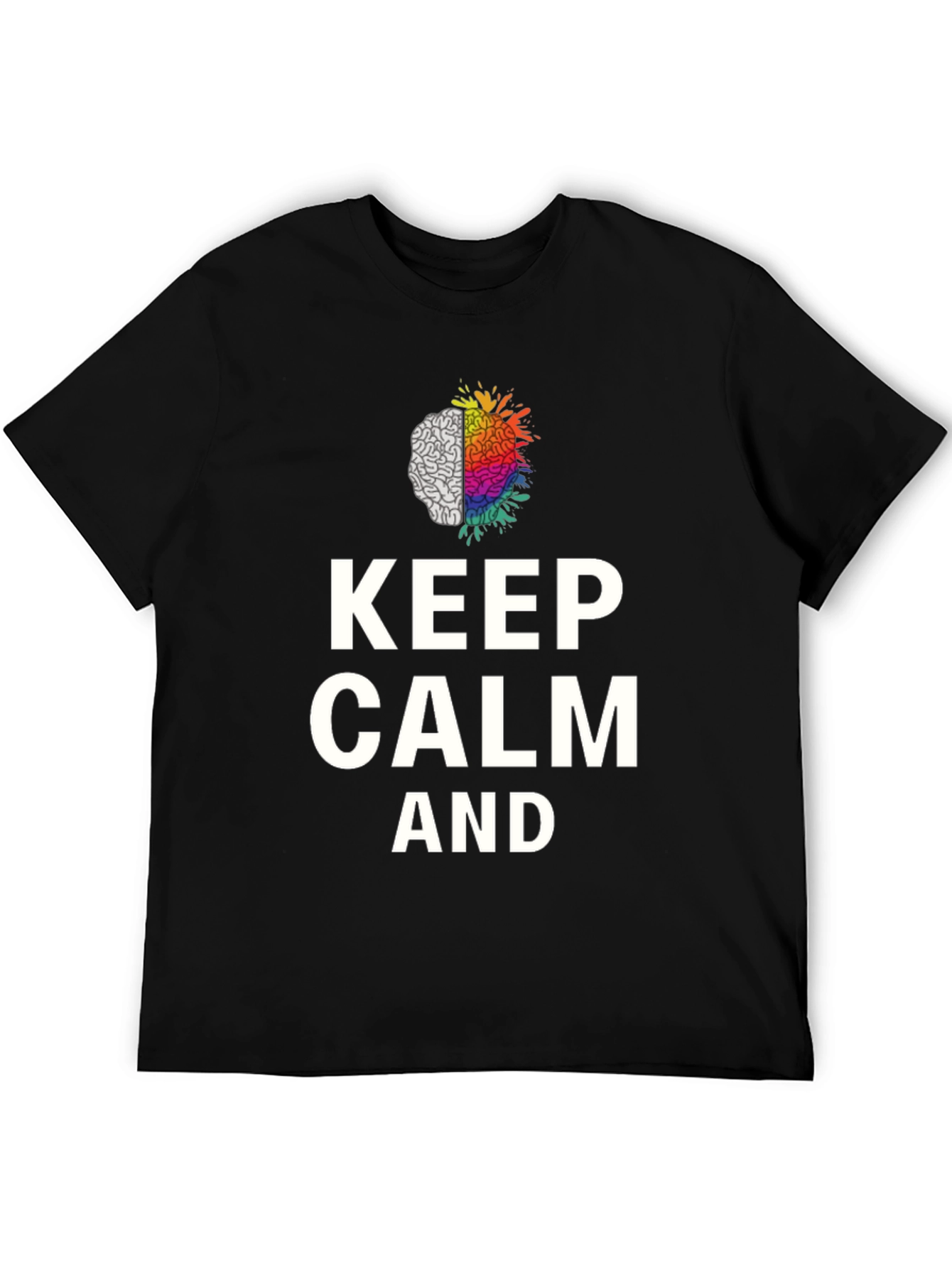 Black Keep Calm Brain Graphic Tee - Soft Cotton Blend view 5