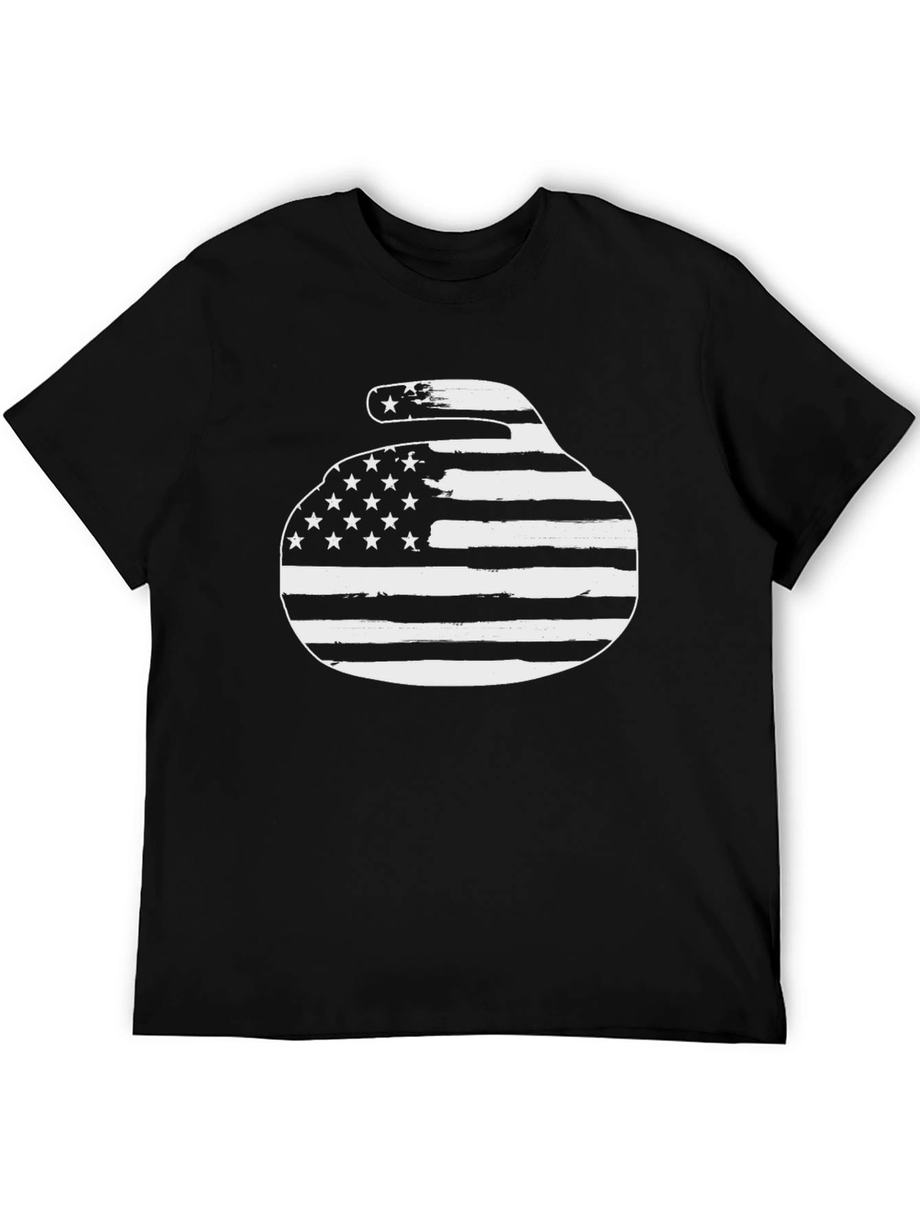 Black American Flag Curling Stone Graphic Tee view 5