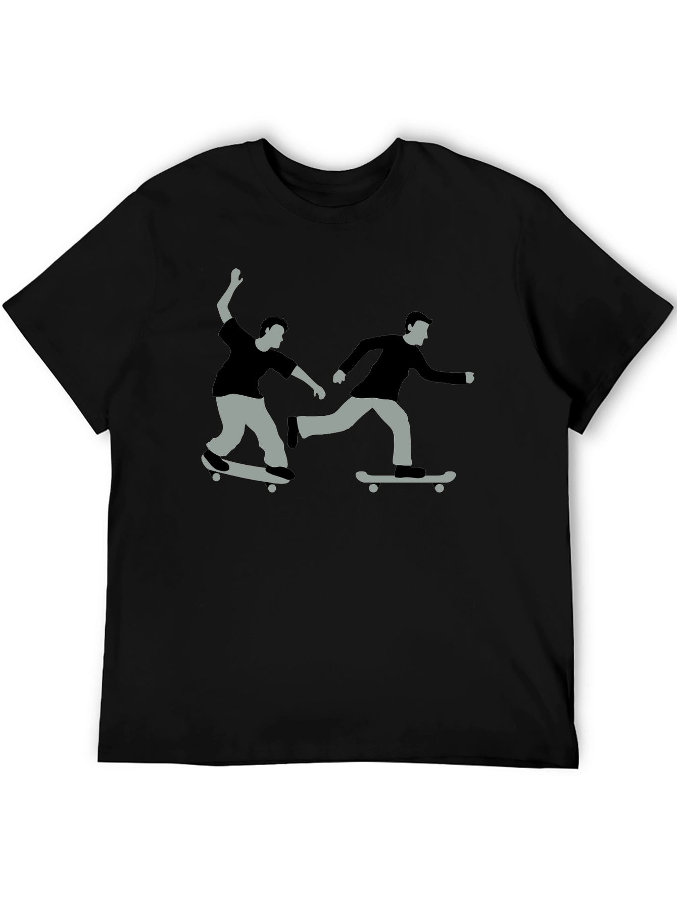Black Skateboard Graphic Tee - Black Cotton T-Shirt view 5