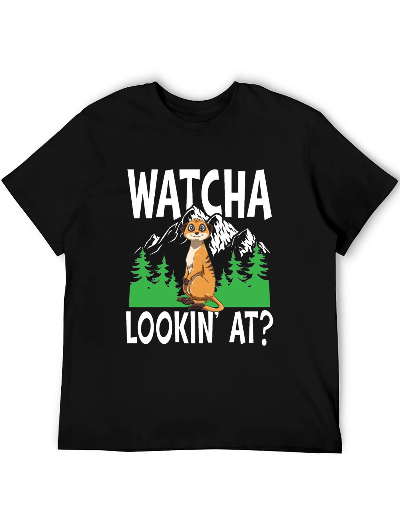 Black Watcha Lookin' At? Meerkat Graphic Tee view 5