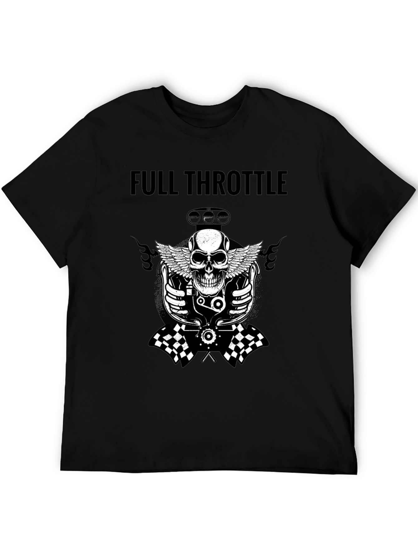 Black Full Throttle Skull Graphic Tee - Black view 5
