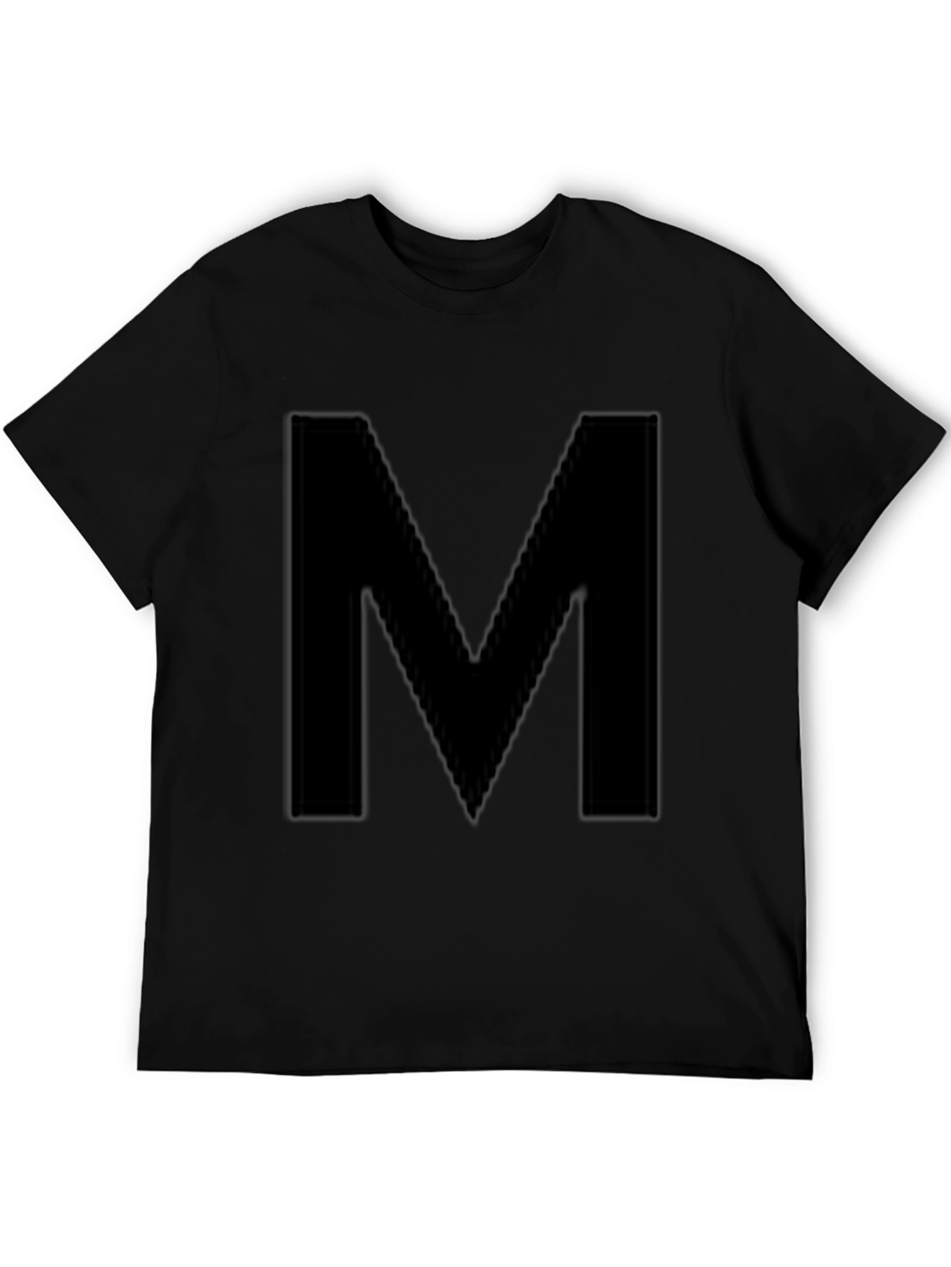 Black Men's Black T-Shirt with Large 'M' Design view 5