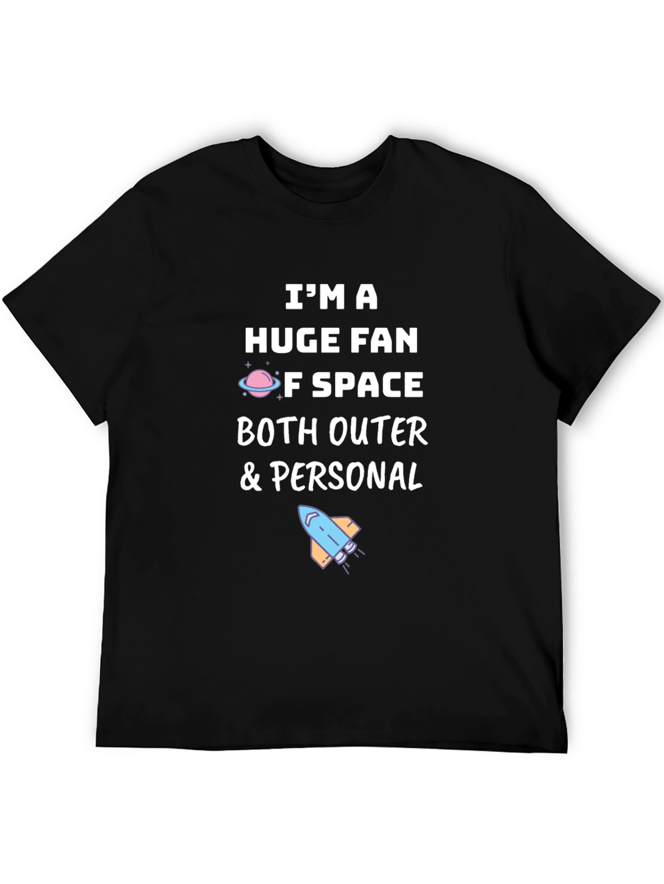 Black I'm a Huge Fan of Space Graphic T-Shirt view 5