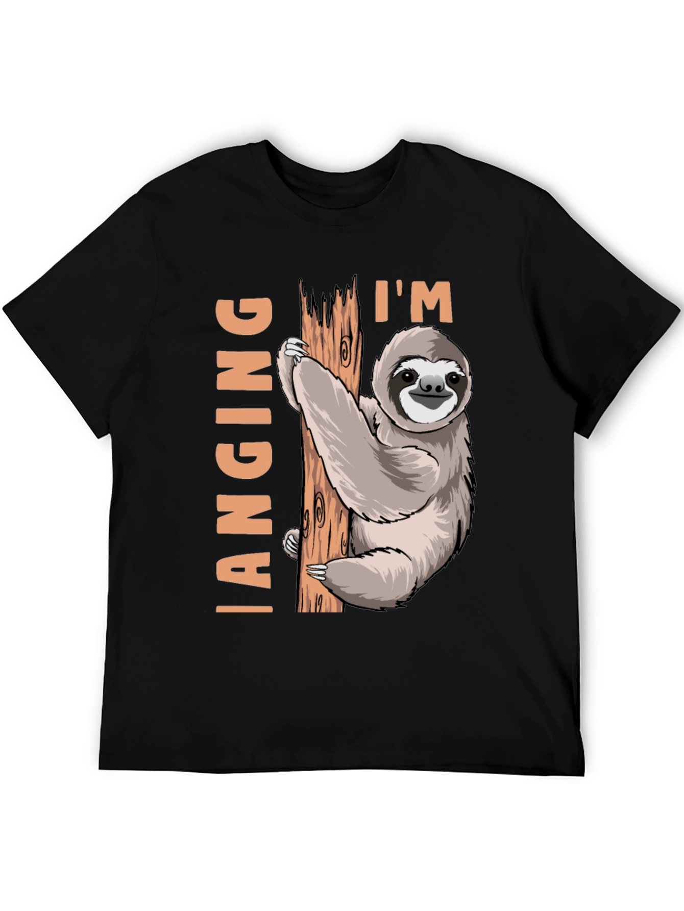 Black I'm Hanging Sloth T-Shirt: Funny Sloth Design view 5
