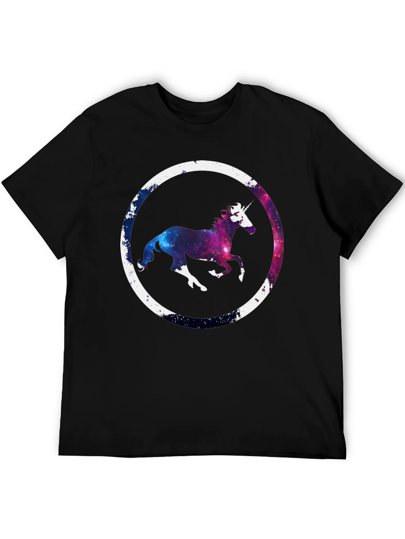 Black Galaxy Unicorn Graphic Tee - Black Cotton Blend view 5