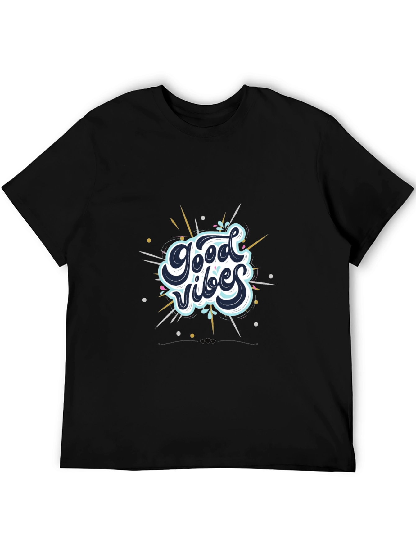 Black Good Vibes Black Tee - Trendy Graphic T-Shirt view 5