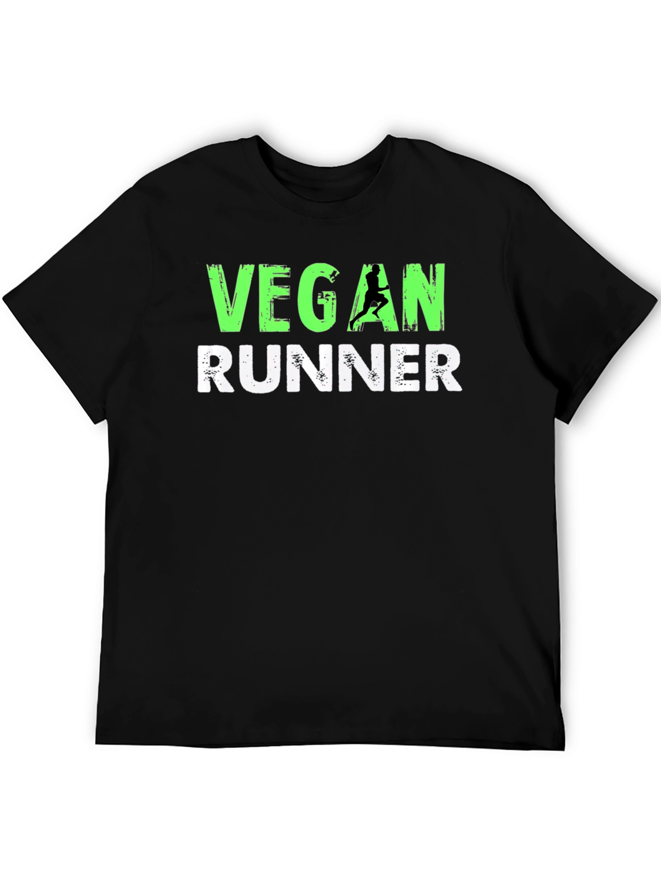 Black Vegan Runner Graphic T-Shirt - Black Cotton Blend Tee view 5