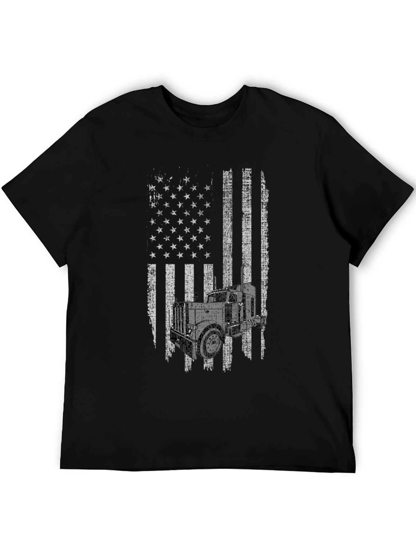 Black American Flag Trucker T-Shirt view 5