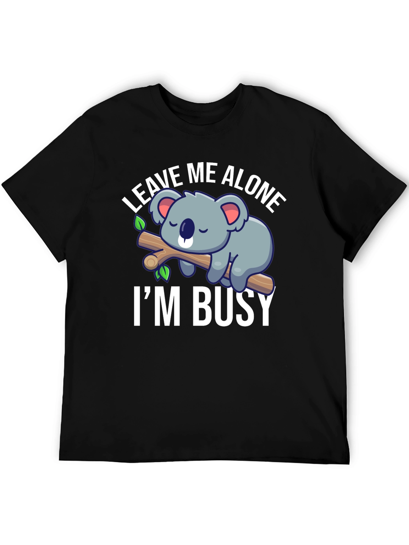 Black Leave Me Alone I'm Busy Koala Graphic T-Shirt view 5