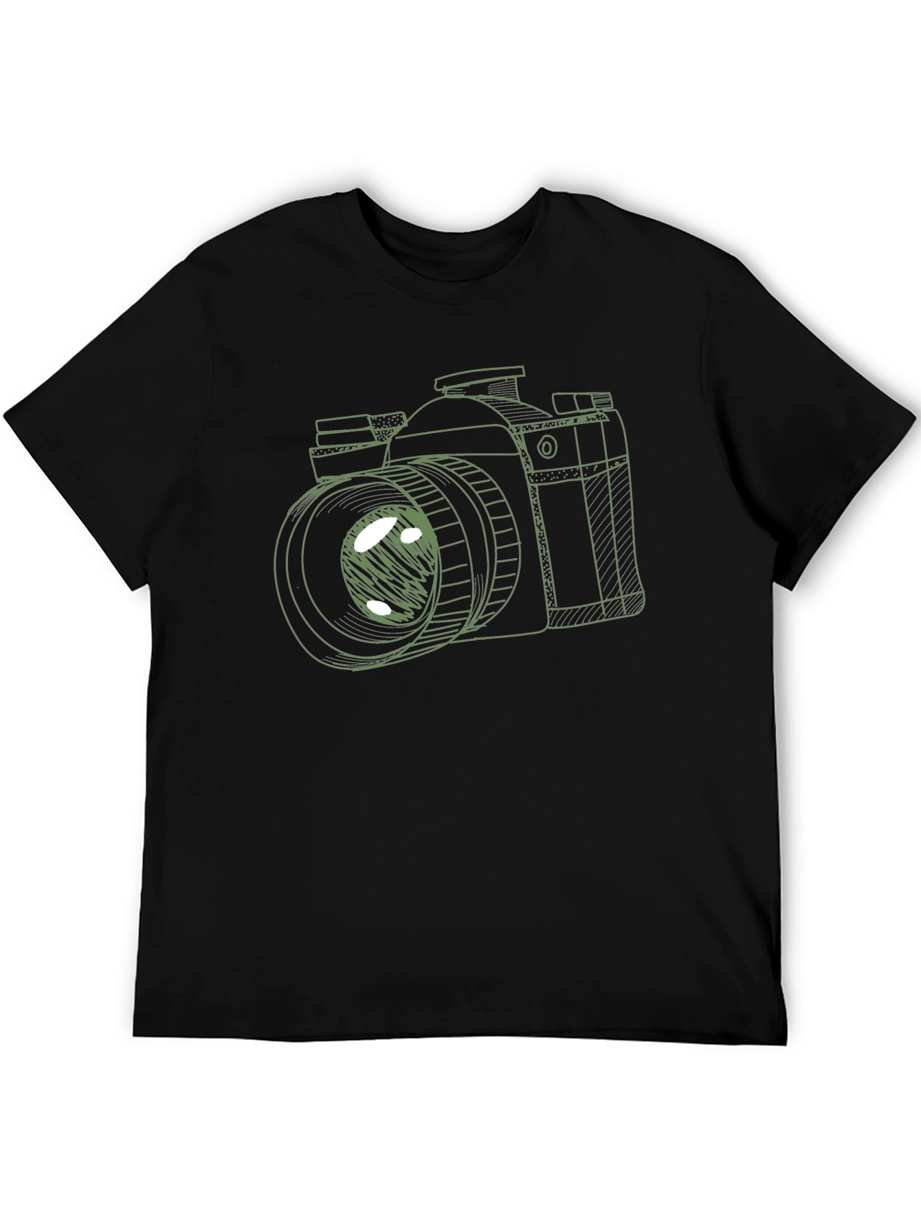 Black Retro Camera Graphic Tee - Black Cotton T-Shirt view 5