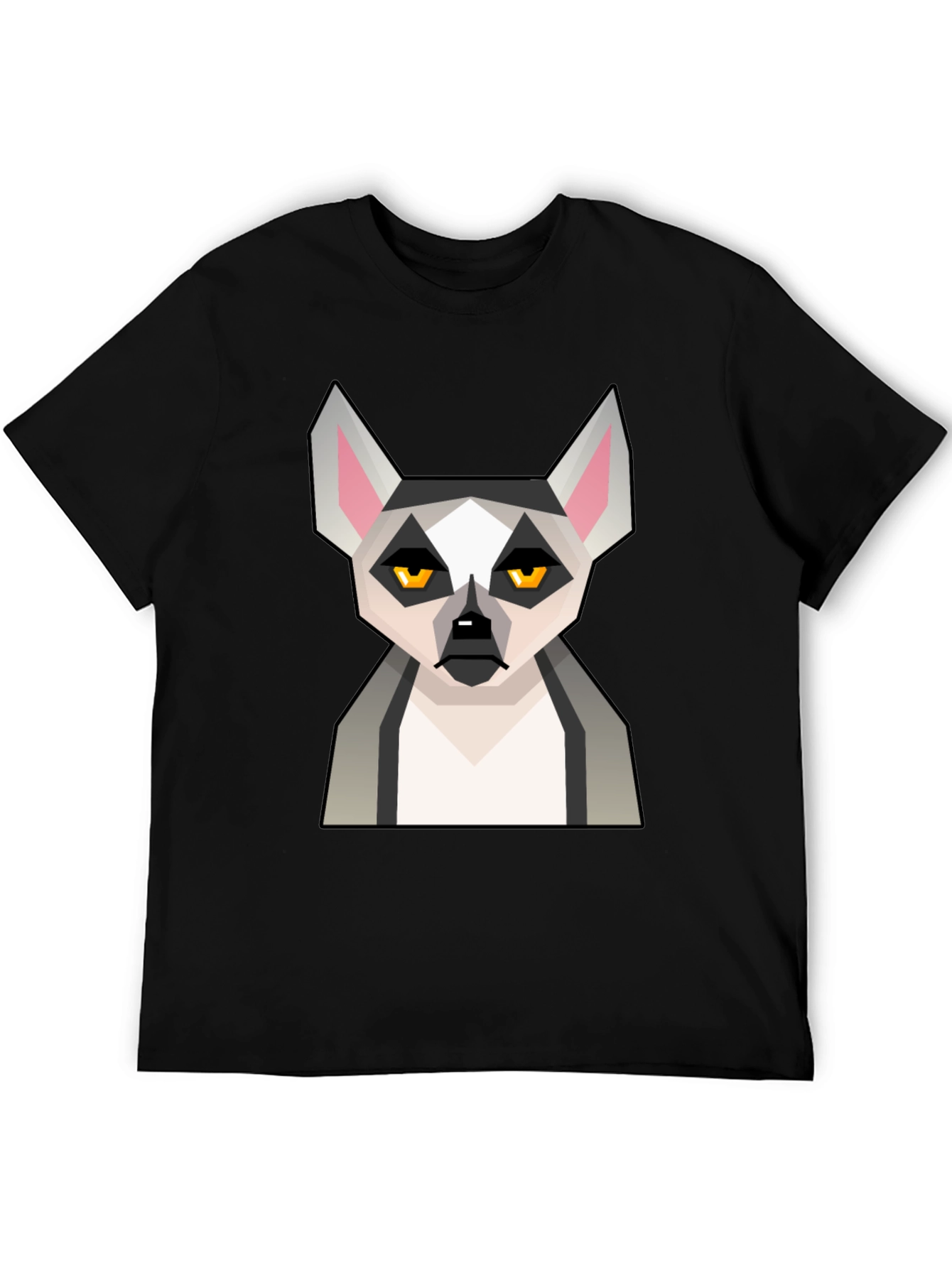 Black Geometric Lemur Graphic T-Shirt - Black view 5
