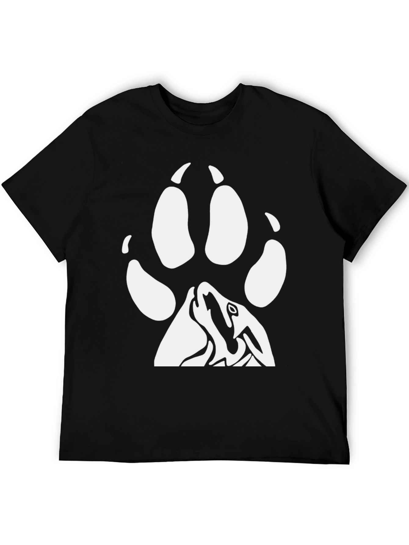 Black Black Wolf Paw Print Graphic Tee view 5