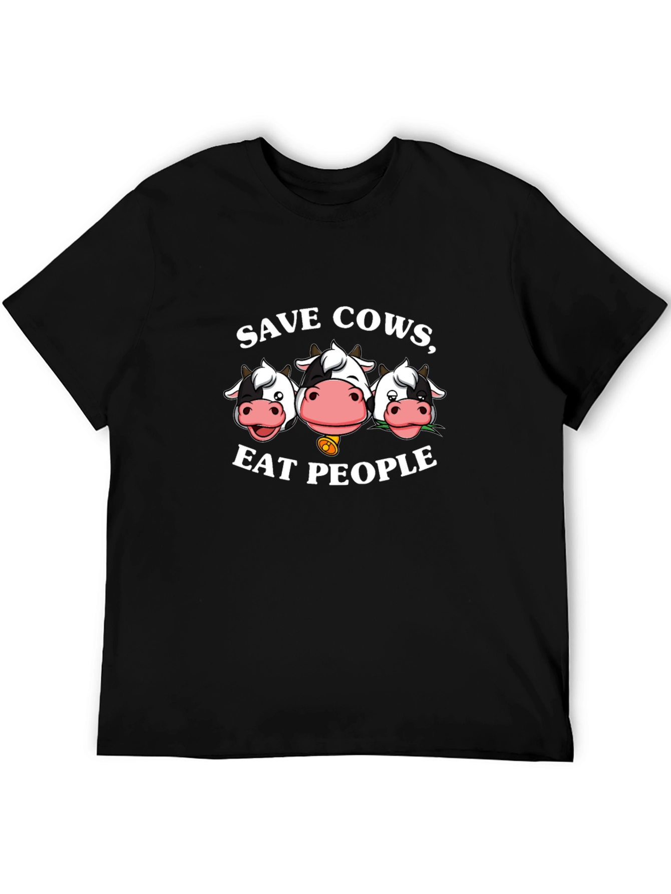 Black Save Cows Eat People Black Graphic T-Shirt view 5