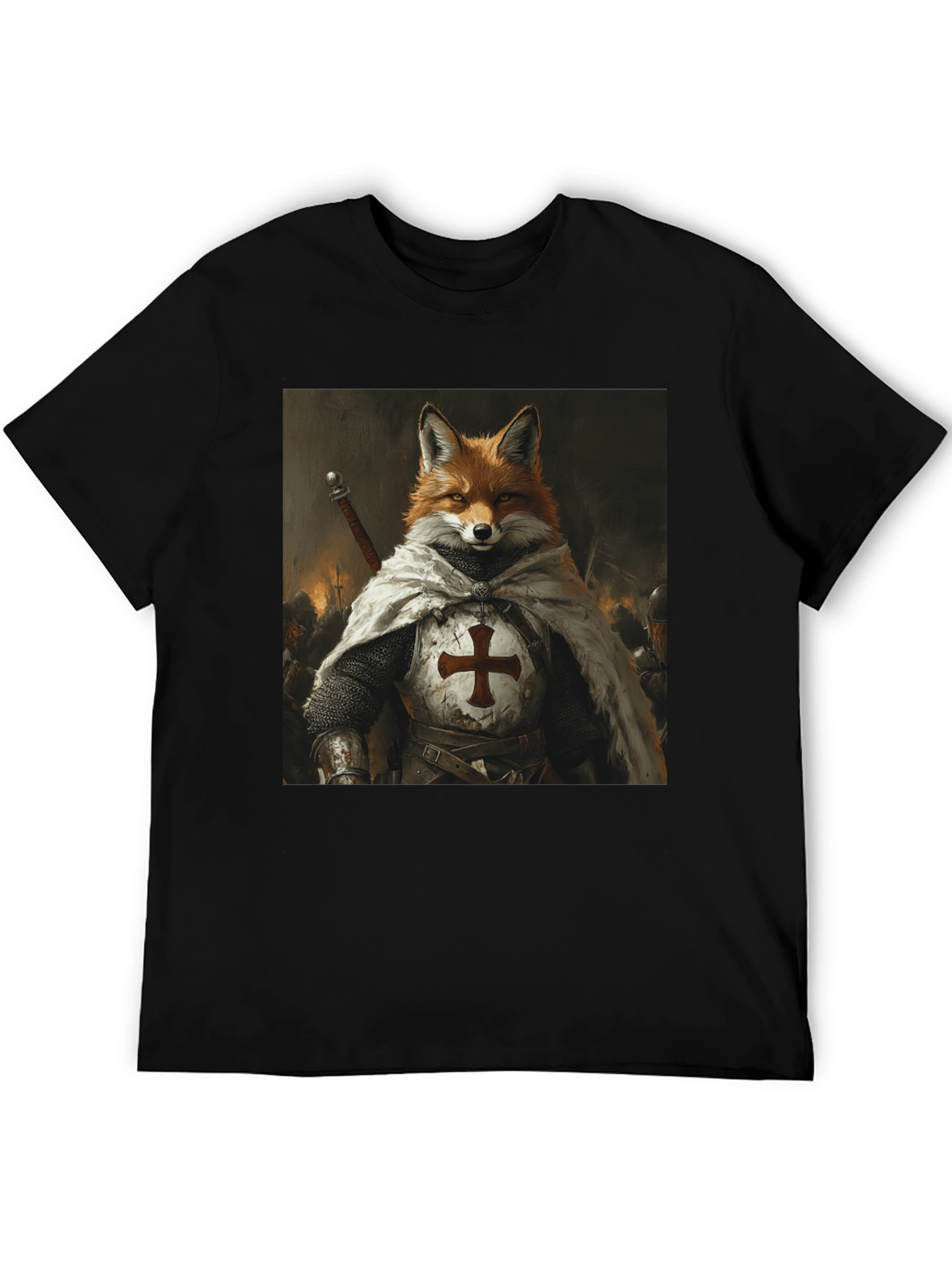 Black Fox Knight Graphic Tee - Medieval Style view 5