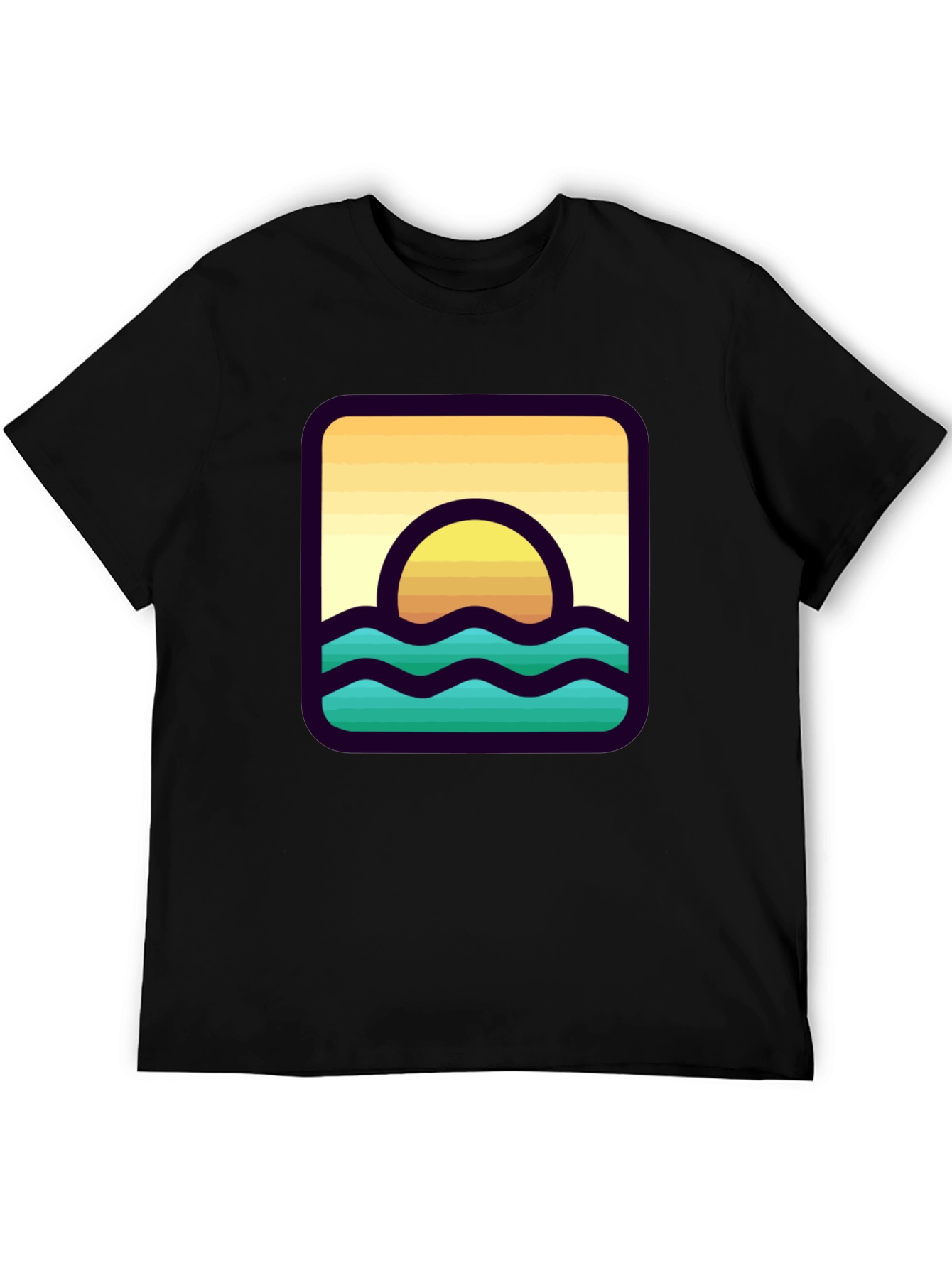 Black Sunset Waves Graphic T-Shirt view 5