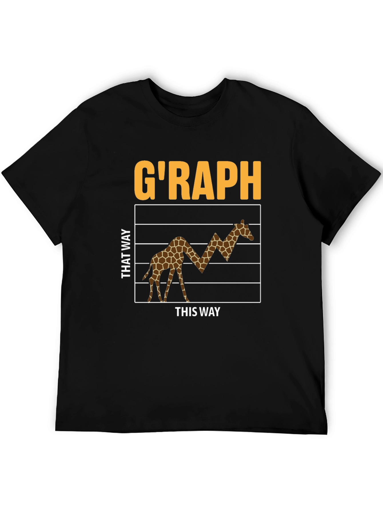 Black G'RAPH Giraffe Stock Market T-Shirt view 5