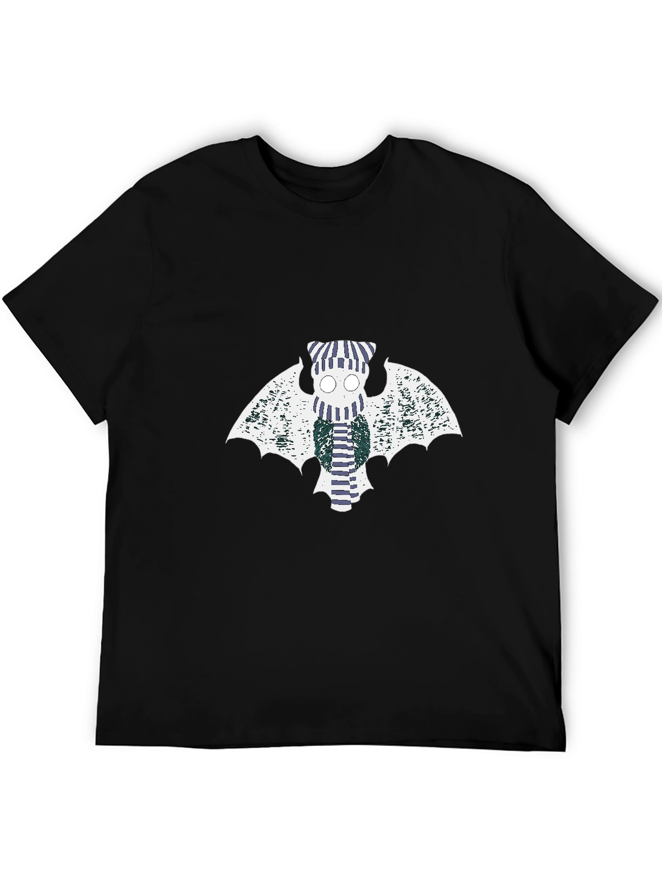 Black Striped Bat Graphic Tee - Black view 5