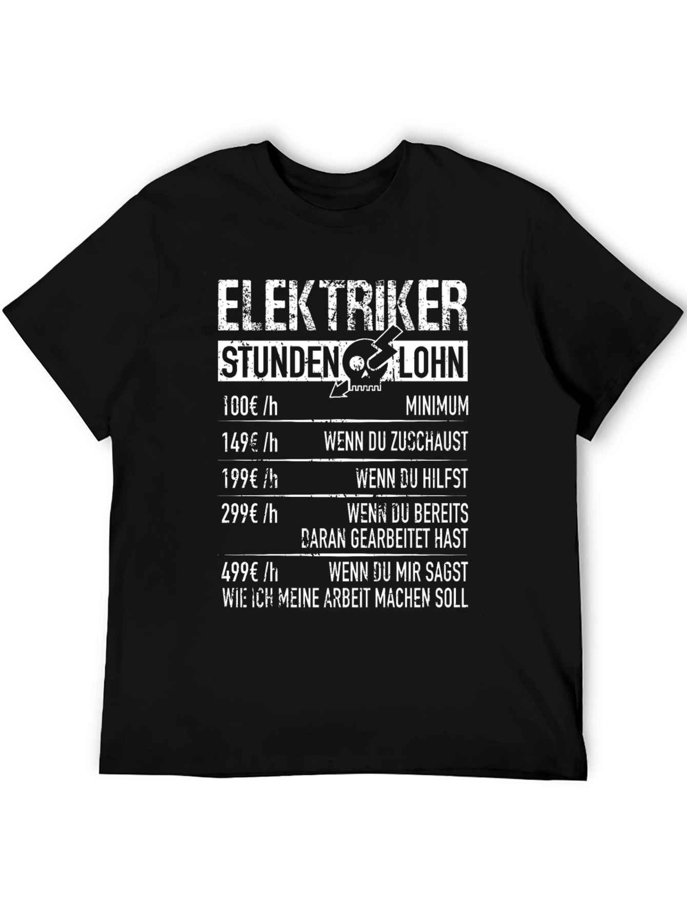Black Electrician Hourly Rate Humor T-Shirt view 5